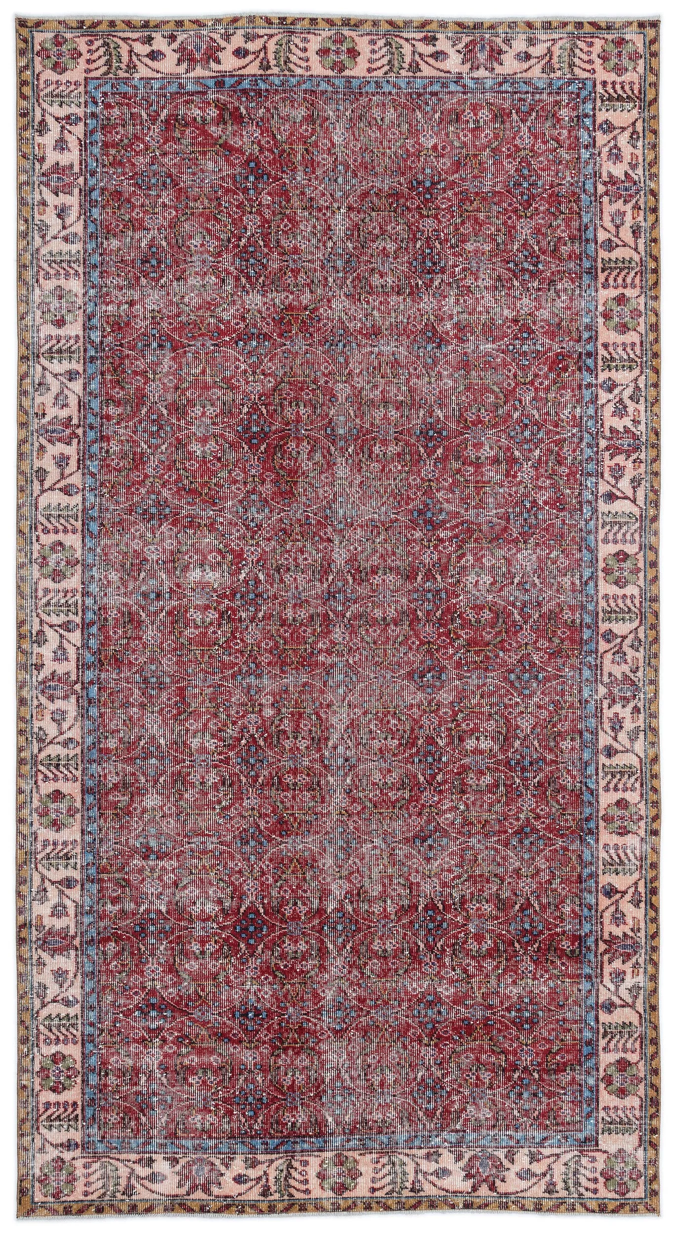 Retro Design Naturel Over Dyed Vintage Rug 5'2'' x 9'7'' ft 157 x 291 cm