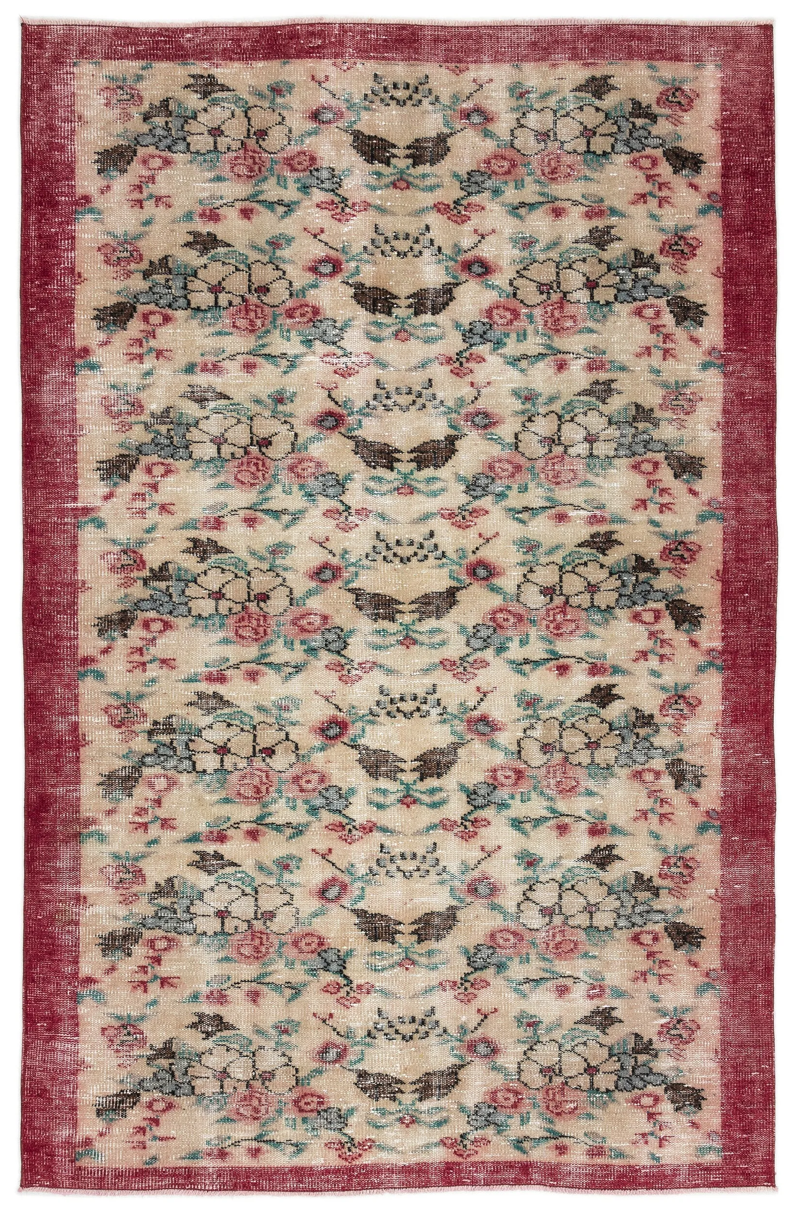 Retro Design Naturel Over Dyed Vintage Rug 5'3'' x 8'2'' ft 161 x 250 cm