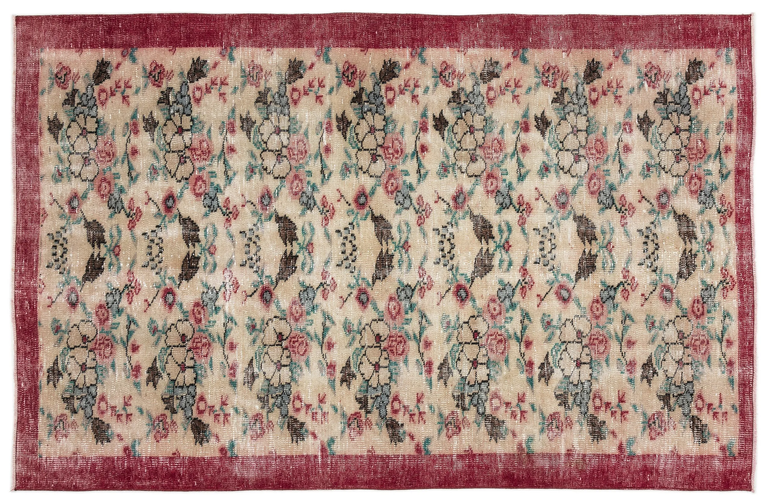Retro Design Naturel Over Dyed Vintage Rug 5'3'' x 8'2'' ft 161 x 250 cm