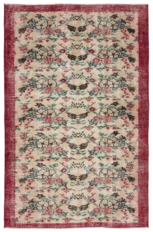 Retro Design Naturel Over Dyed Vintage Rug 5'3'' x 8'2'' ft 161 x 250 cm