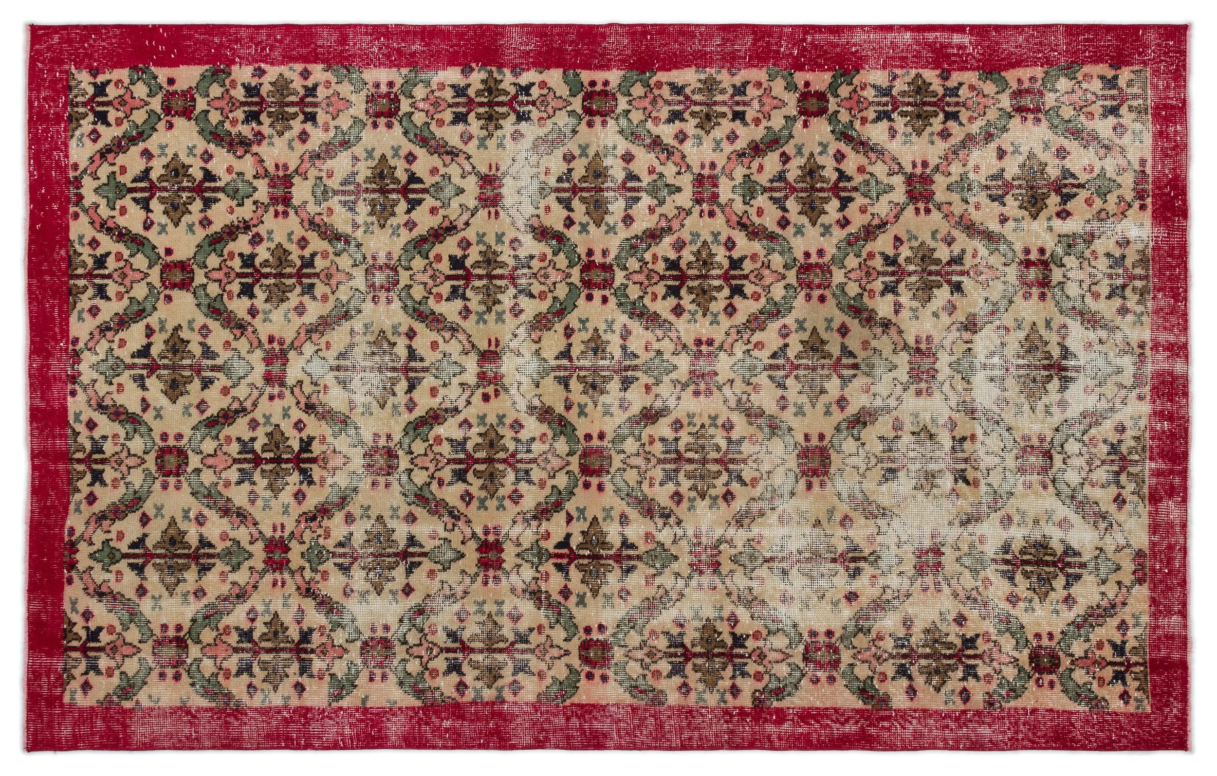 Retro Design Naturel Over Dyed Vintage Rug 5'3'' x 8'6'' ft 160 x 260 cm