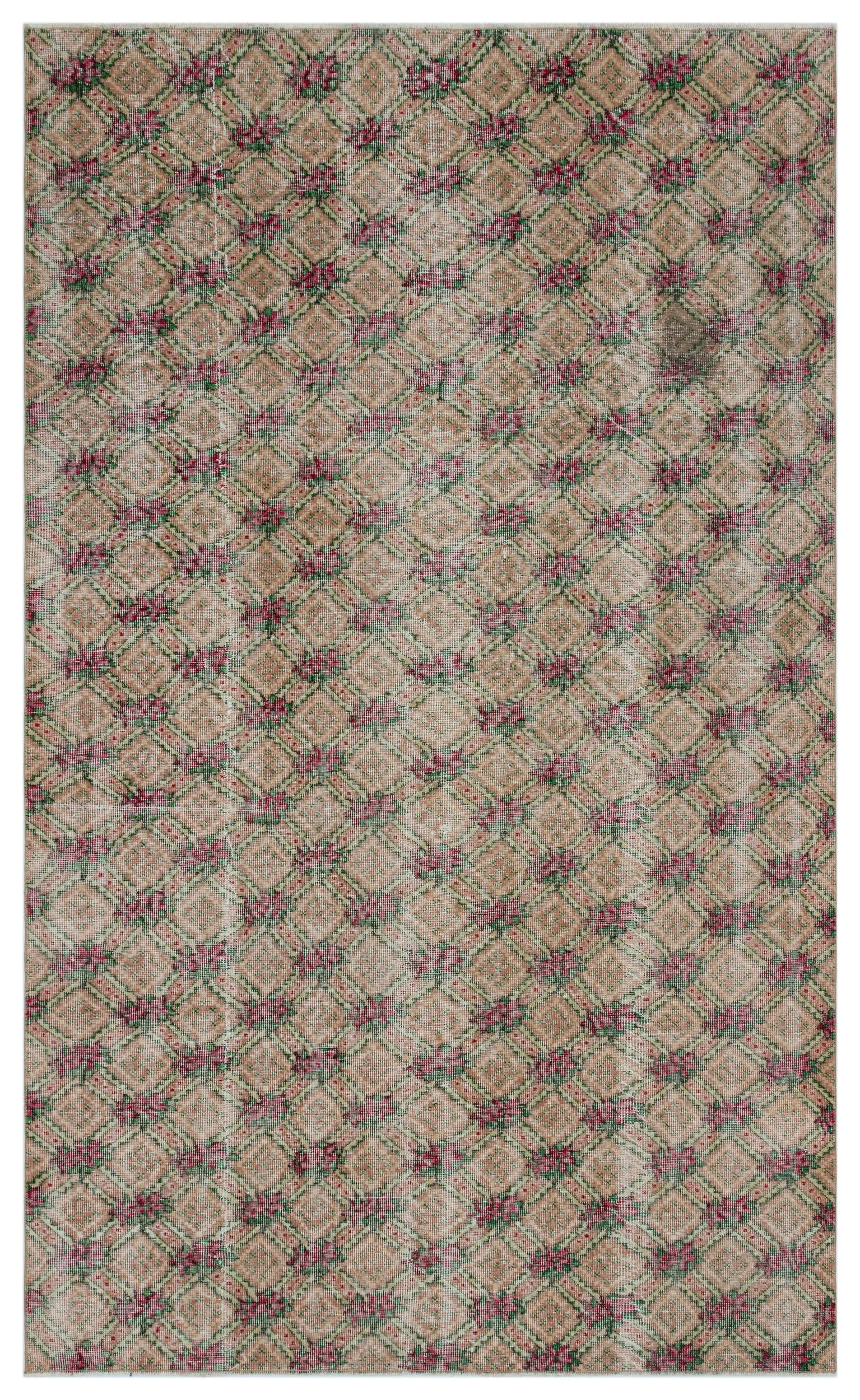 Retro Design Naturel Over Dyed Vintage Rug 5'3'' x 8'8'' ft 160 x 265 cm
