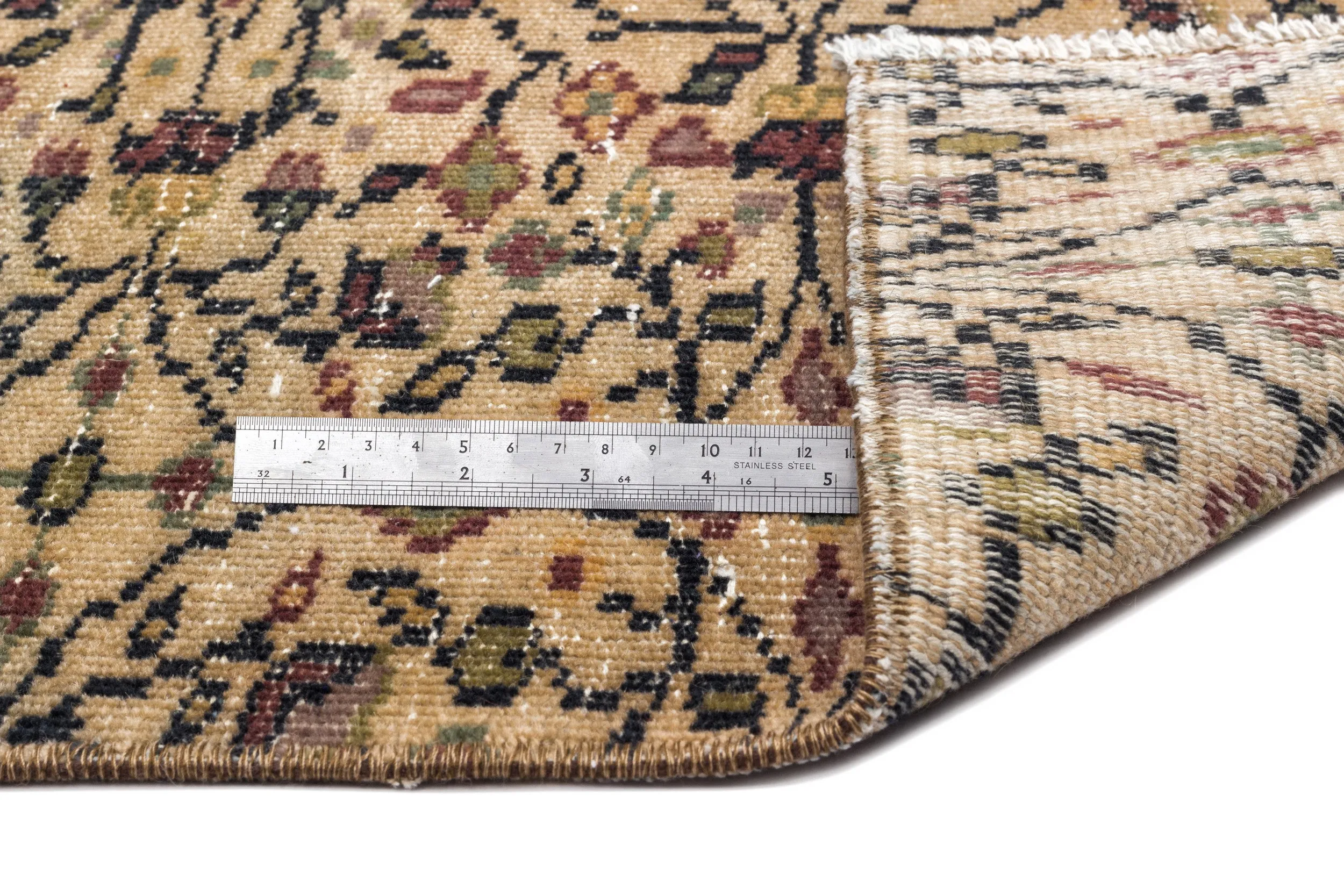 Retro Design Naturel Over Dyed Vintage Rug 5'3'' x 9'1'' ft 160 x 277 cm