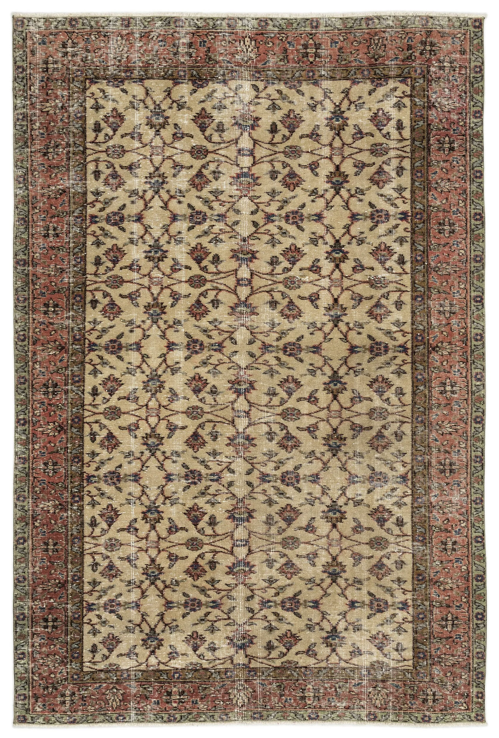 Retro Design Naturel Over Dyed Vintage Rug 5'4'' x 8'0'' ft 163 x 245 cm