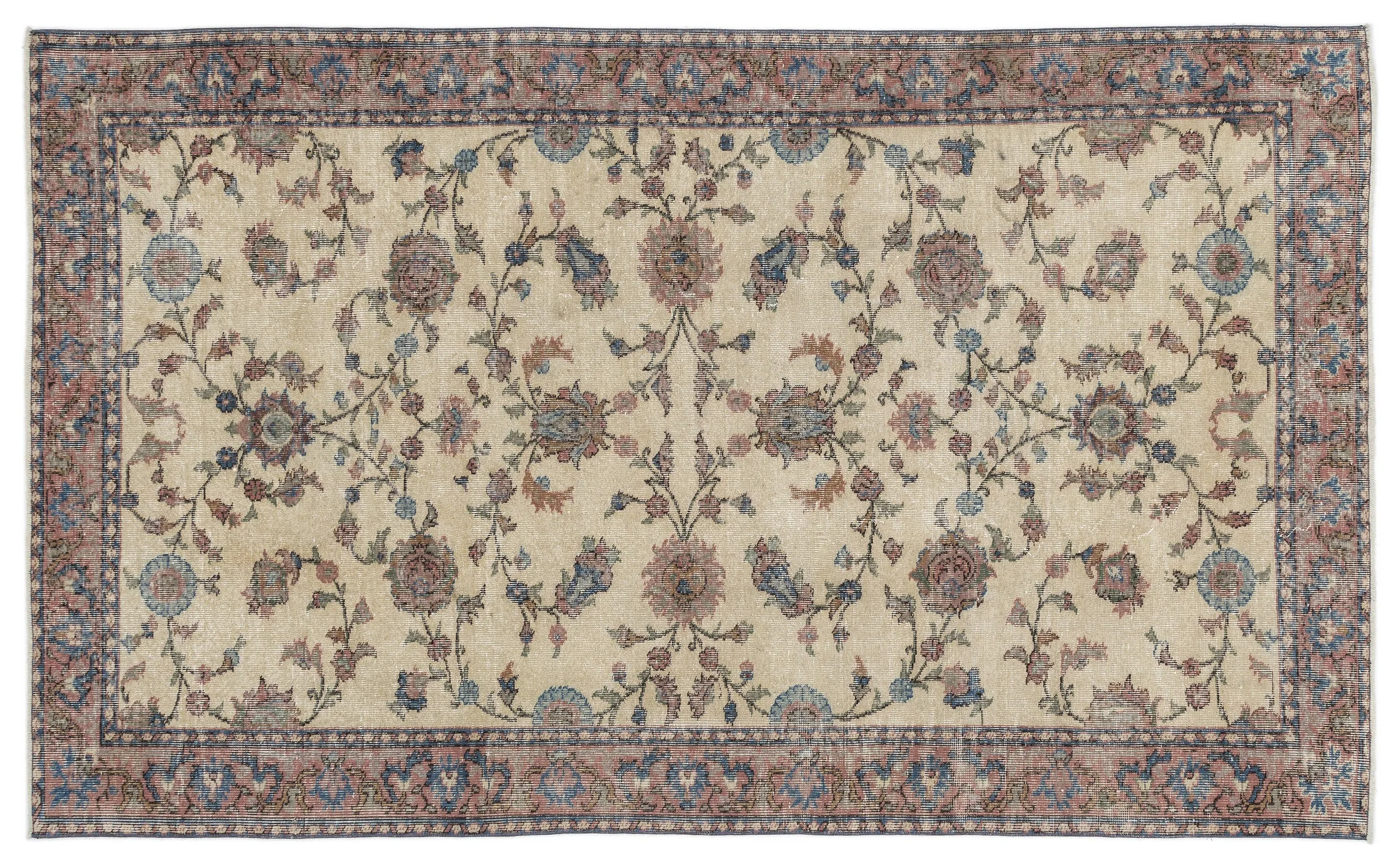 Retro Design Naturel Over Dyed Vintage Rug 5'4'' x 8'8'' ft 162 x 263 cm