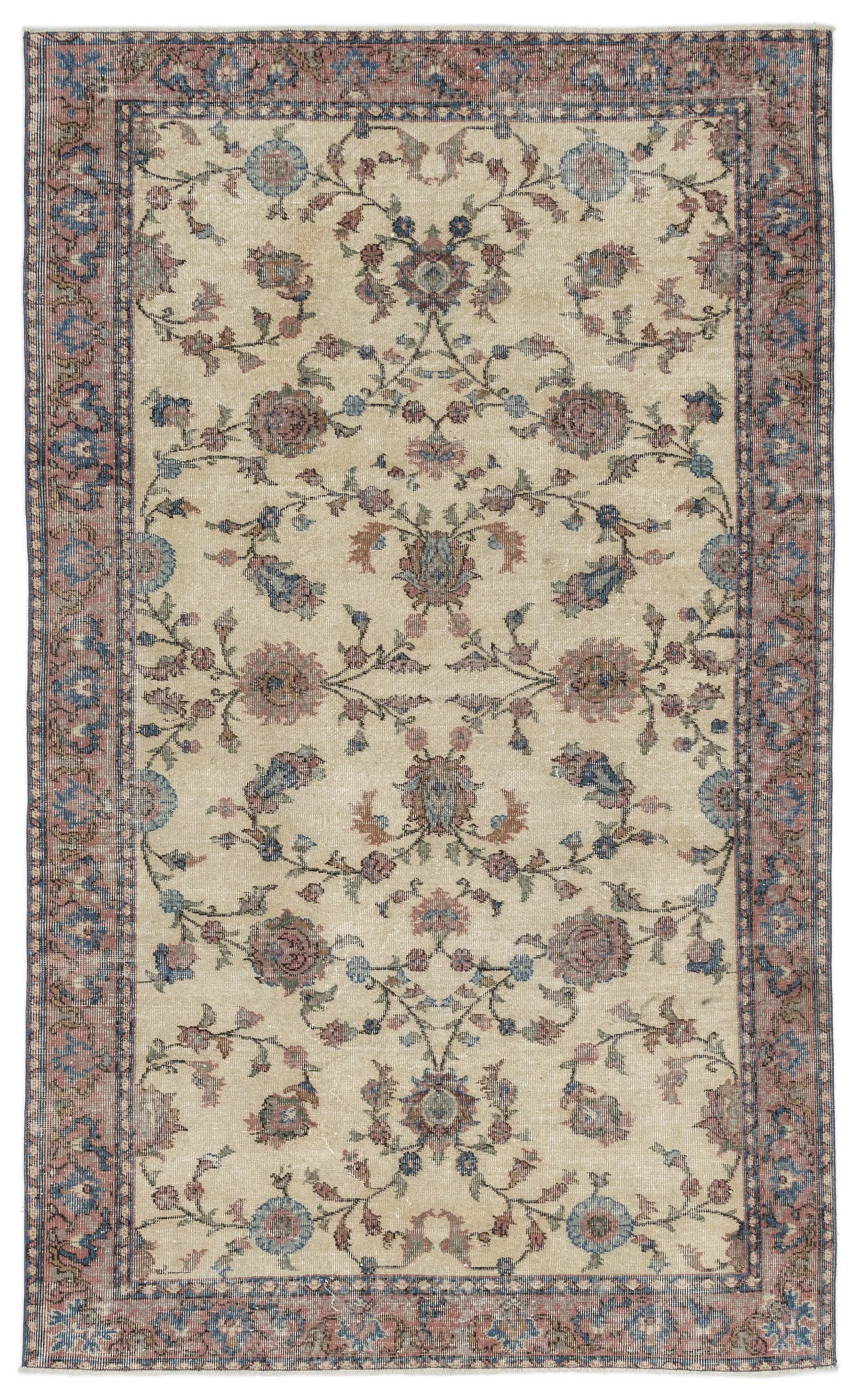 Retro Design Naturel Over Dyed Vintage Rug 5'4'' x 8'8'' ft 162 x 263 cm