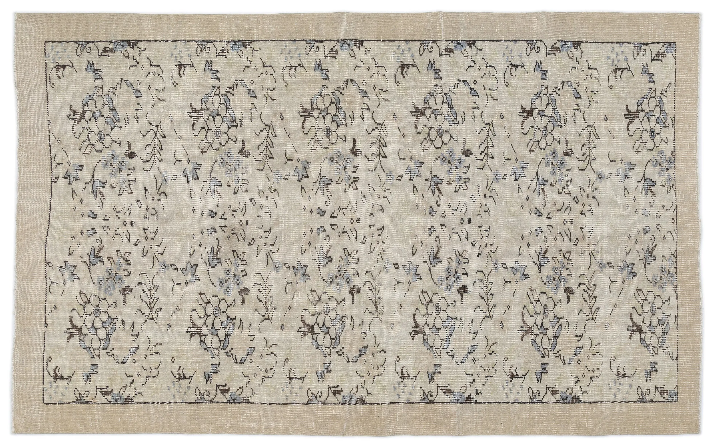 Retro Design Naturel Over Dyed Vintage Rug 5'5'' x 8'8'' ft 164 x 264 cm