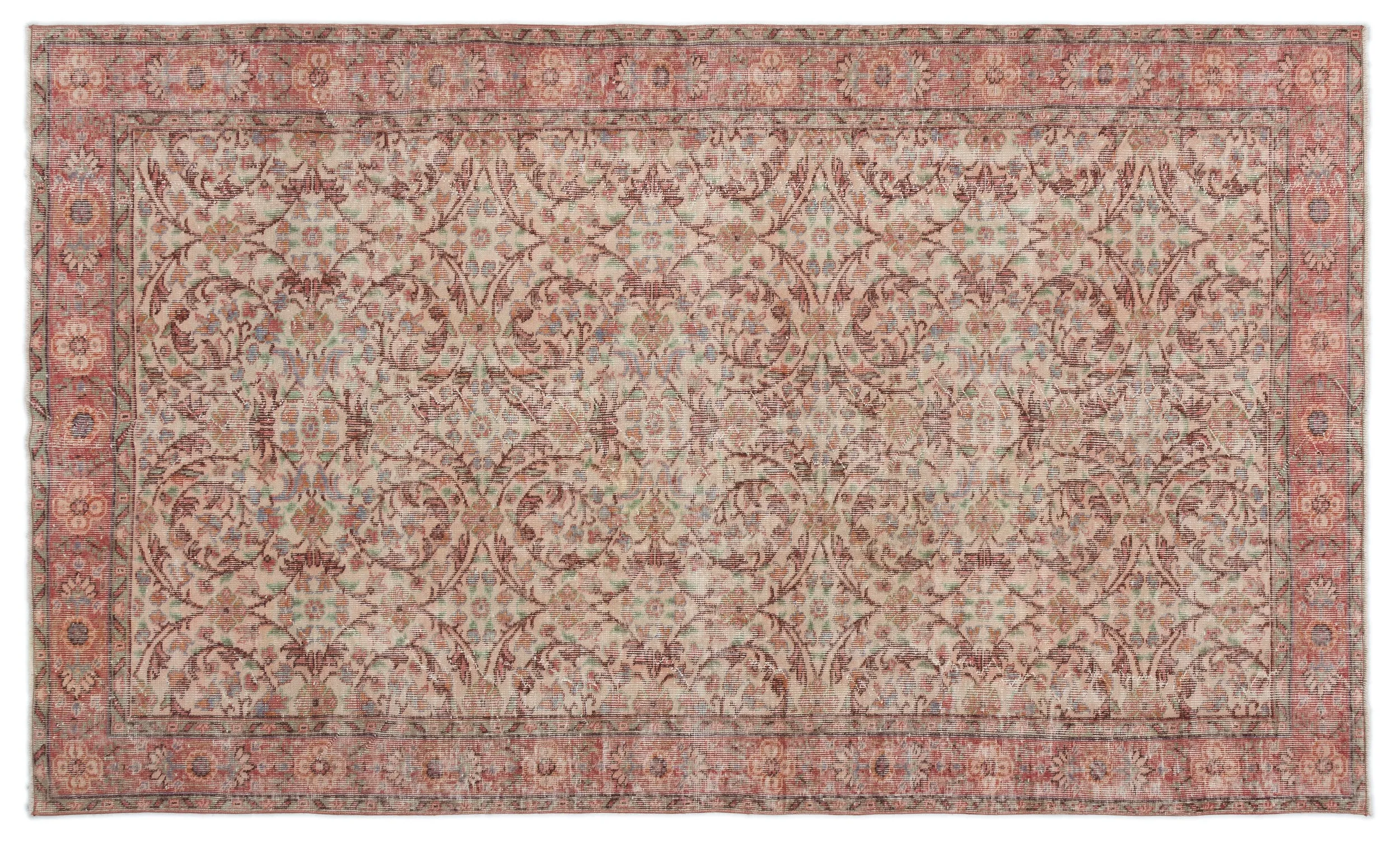 Retro Design Naturel Over Dyed Vintage Rug 5'5'' x 9'2'' ft 165 x 280 cm