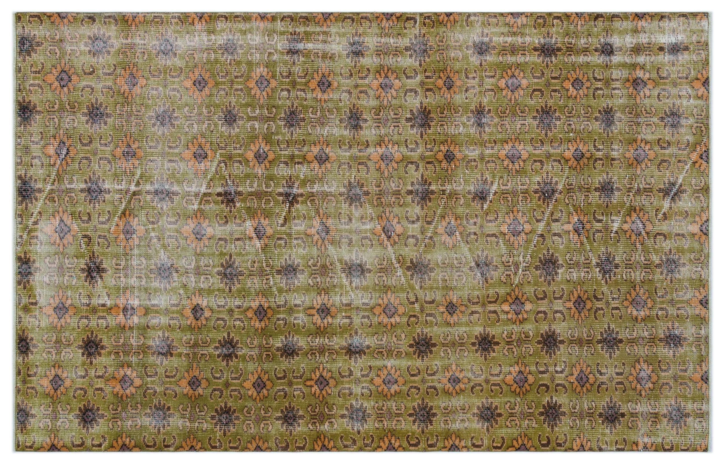 Retro Design Naturel Over Dyed Vintage Rug 5'6'' x 8'6'' ft 168 x 258 cm
