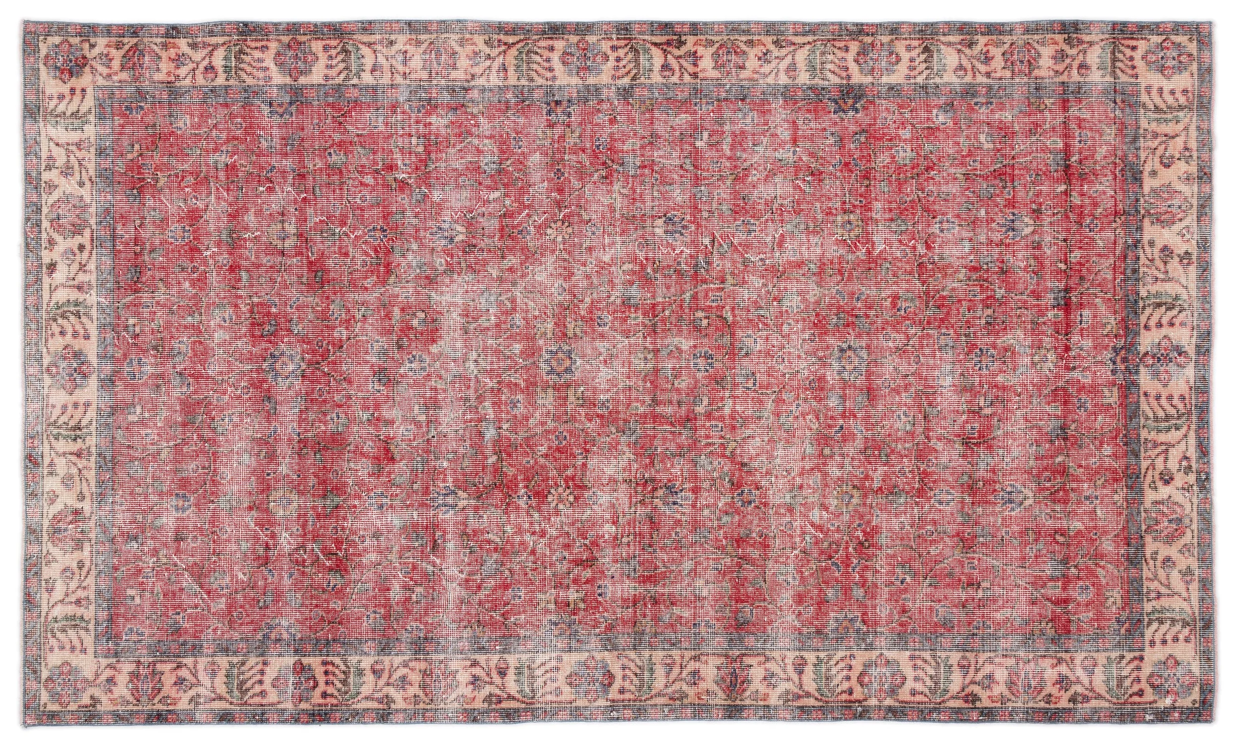 Retro Design Naturel Over Dyed Vintage Rug 5'6'' x 9'4'' ft 167 x 285 cm
