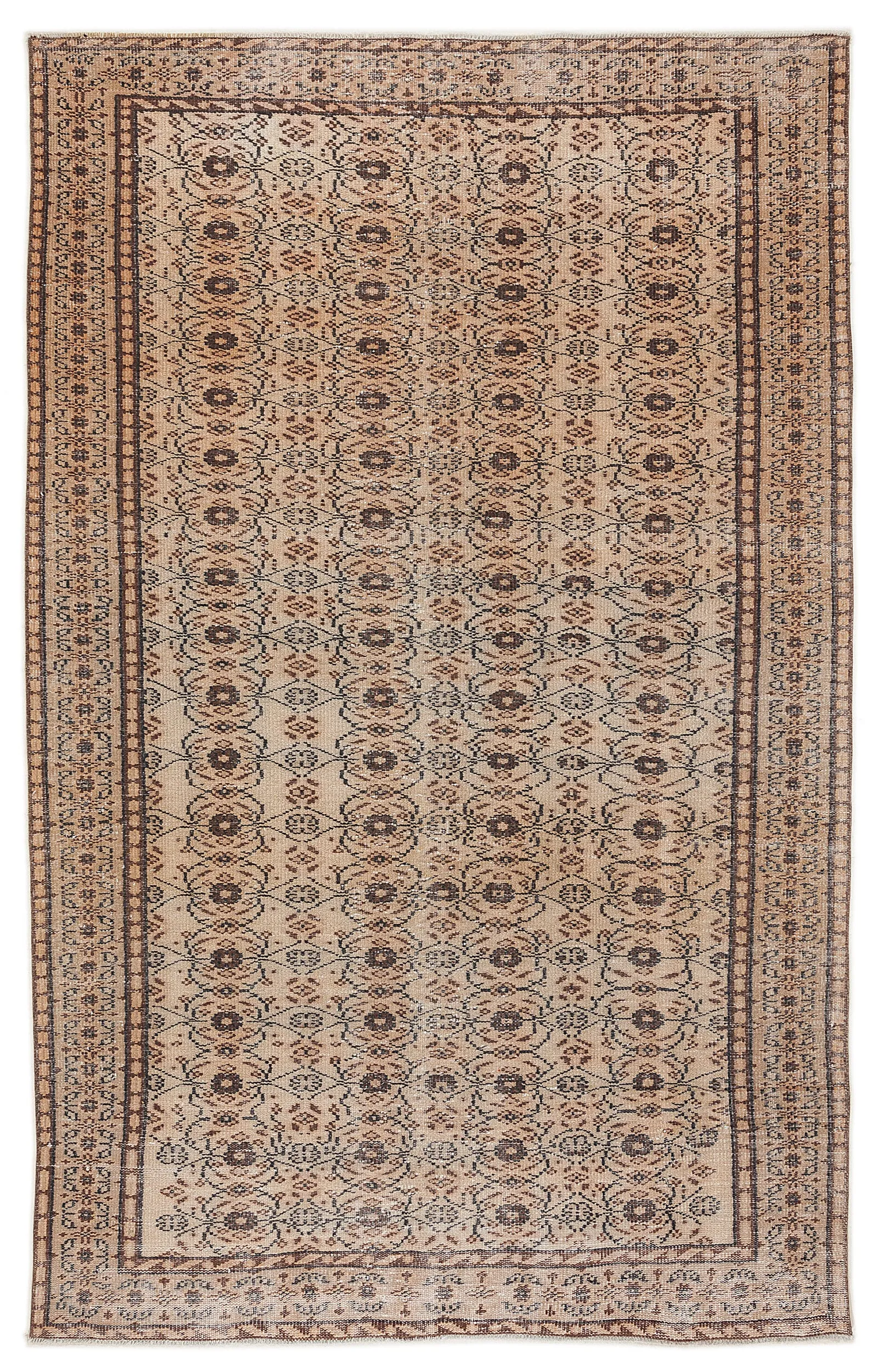 Retro Design Naturel Over Dyed Vintage Rug 5'7'' x 8'12'' ft 171 x 274 cm