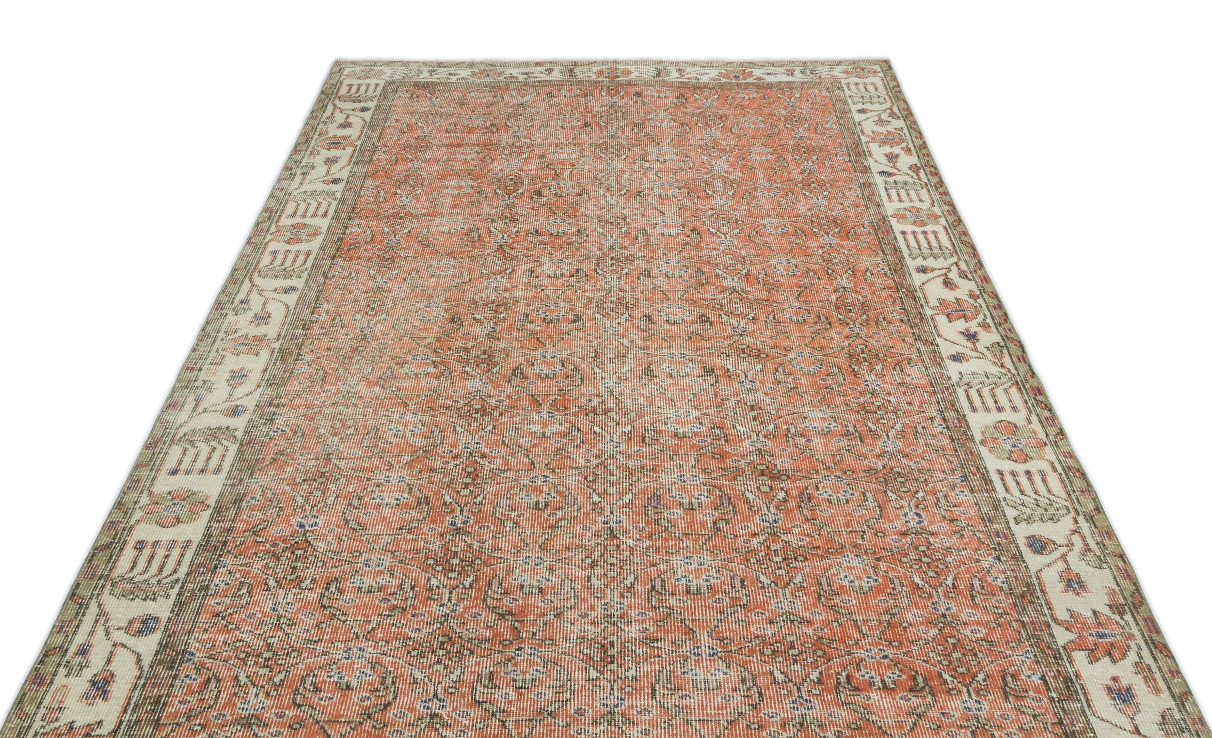 Retro Design Naturel Over Dyed Vintage Rug 5'7'' x 9'5'' ft 169 x 288 cm