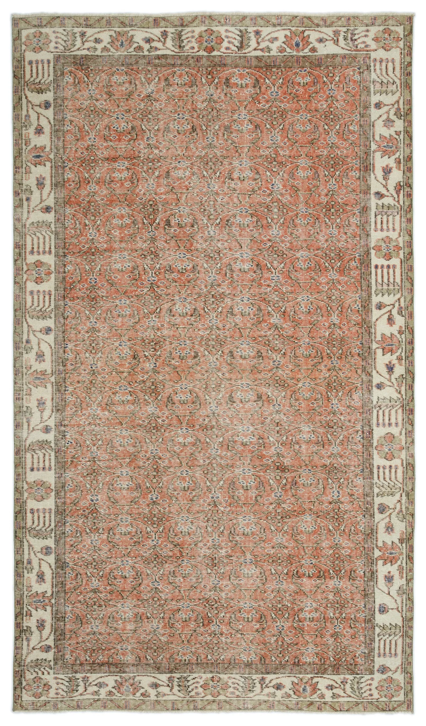 Retro Design Naturel Over Dyed Vintage Rug 5'7'' x 9'5'' ft 169 x 288 cm