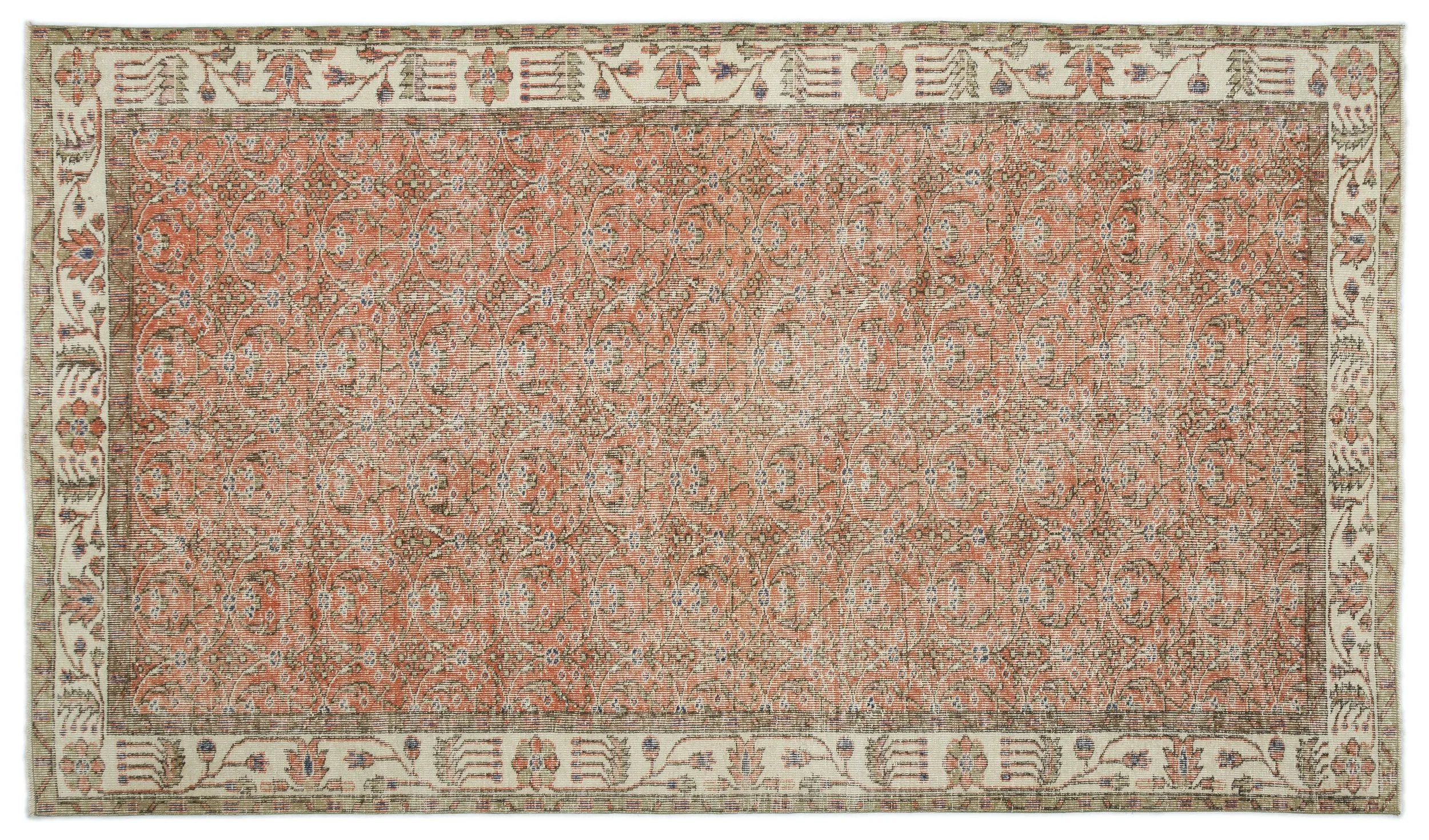Retro Design Naturel Over Dyed Vintage Rug 5'7'' x 9'5'' ft 169 x 288 cm