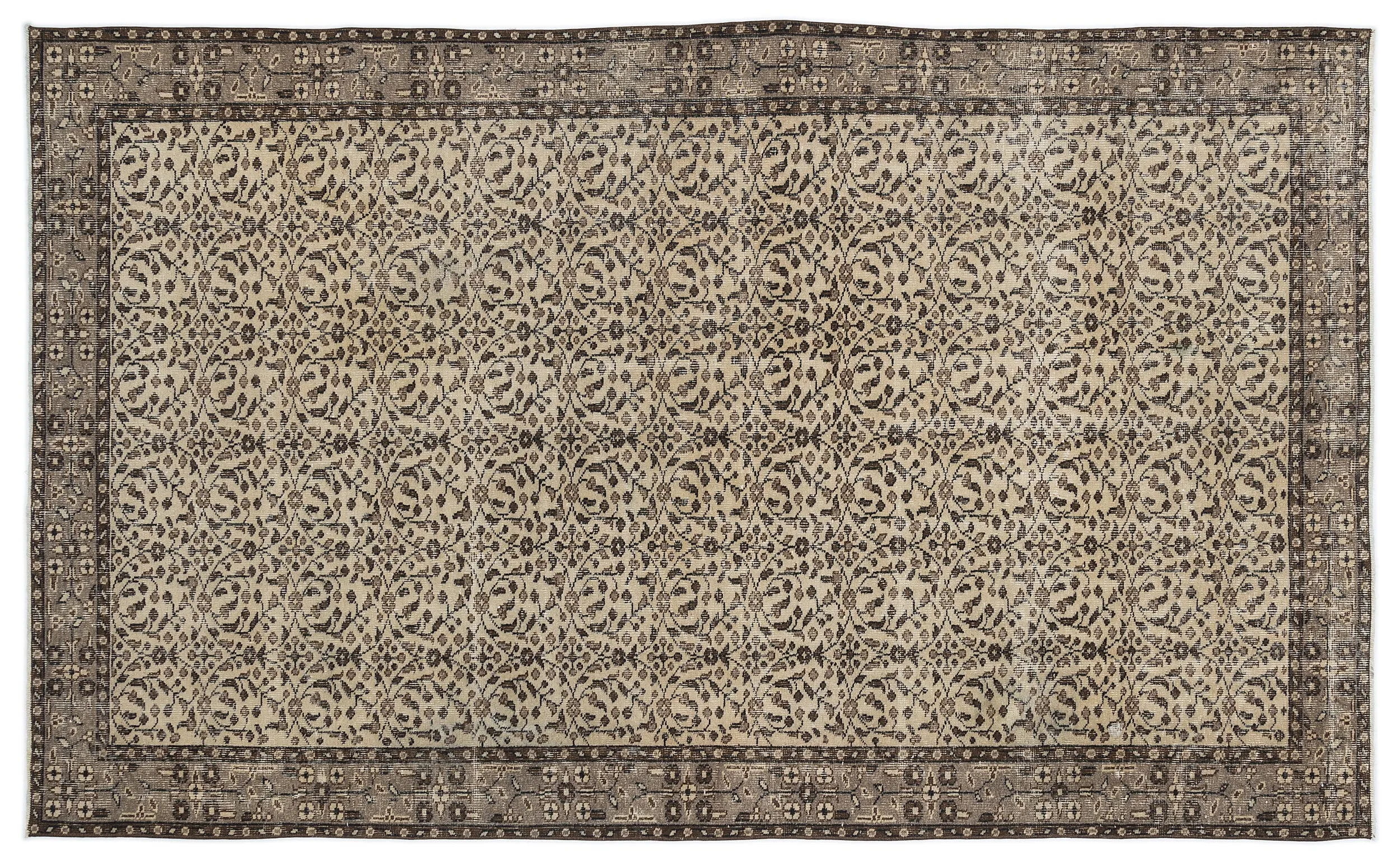 Retro Design Naturel Over Dyed Vintage Rug 5'7'' x 9'5'' ft 170 x 287 cm