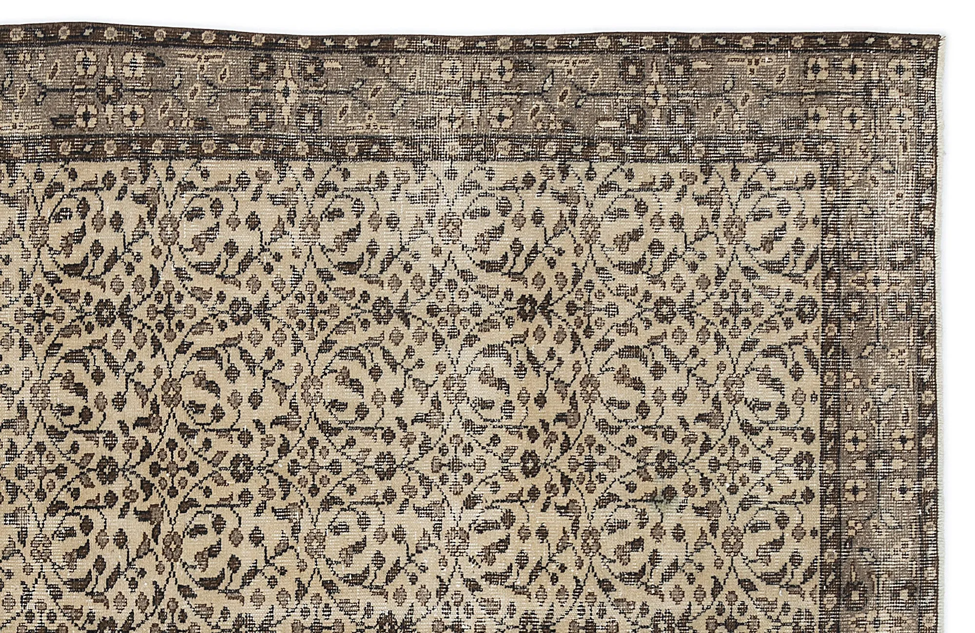 Retro Design Naturel Over Dyed Vintage Rug 5'7'' x 9'5'' ft 170 x 287 cm