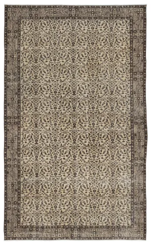 Retro Design Naturel Over Dyed Vintage Rug 5'7'' x 9'5'' ft 170 x 287 cm