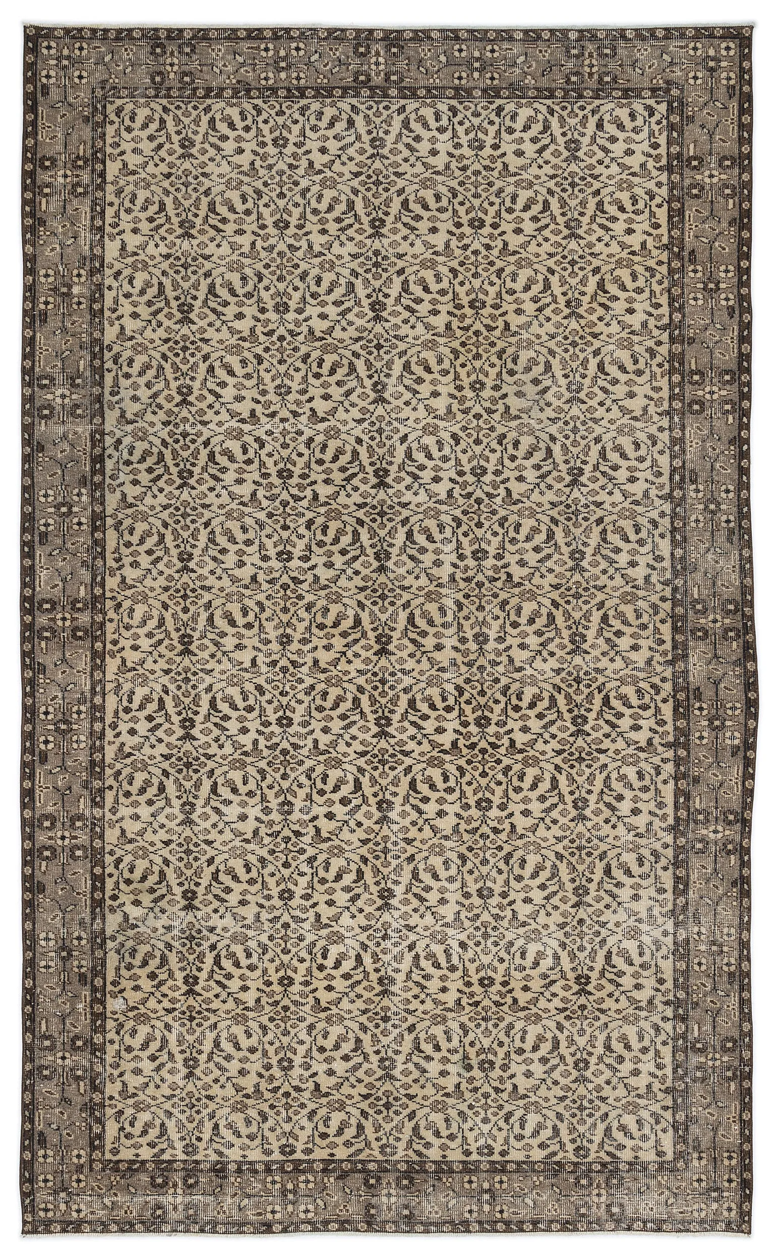 Retro Design Naturel Over Dyed Vintage Rug 5'7'' x 9'5'' ft 170 x 287 cm