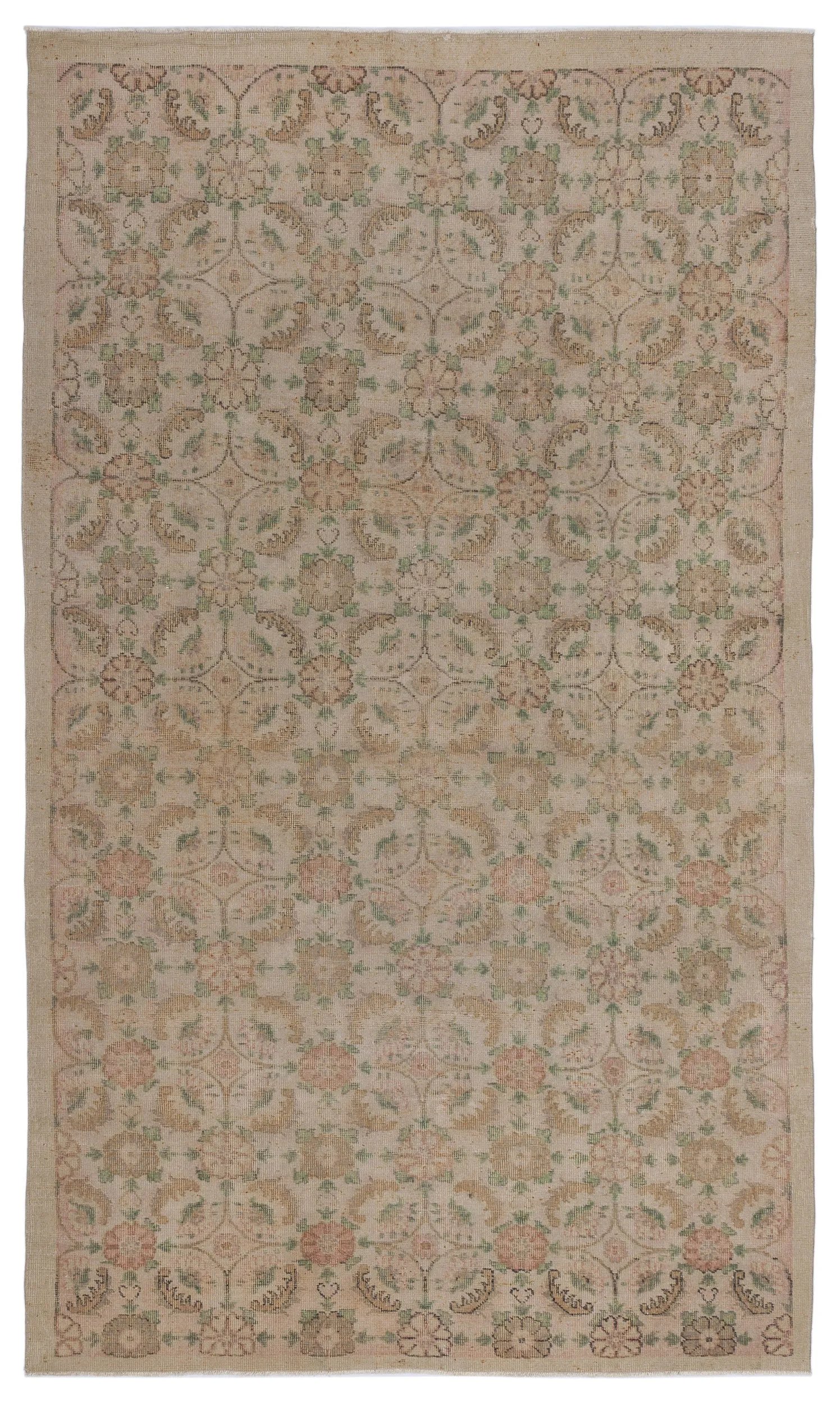 Retro Design Naturel Over Dyed Vintage Rug 5'7'' x 9'8'' ft 169 x 295 cm