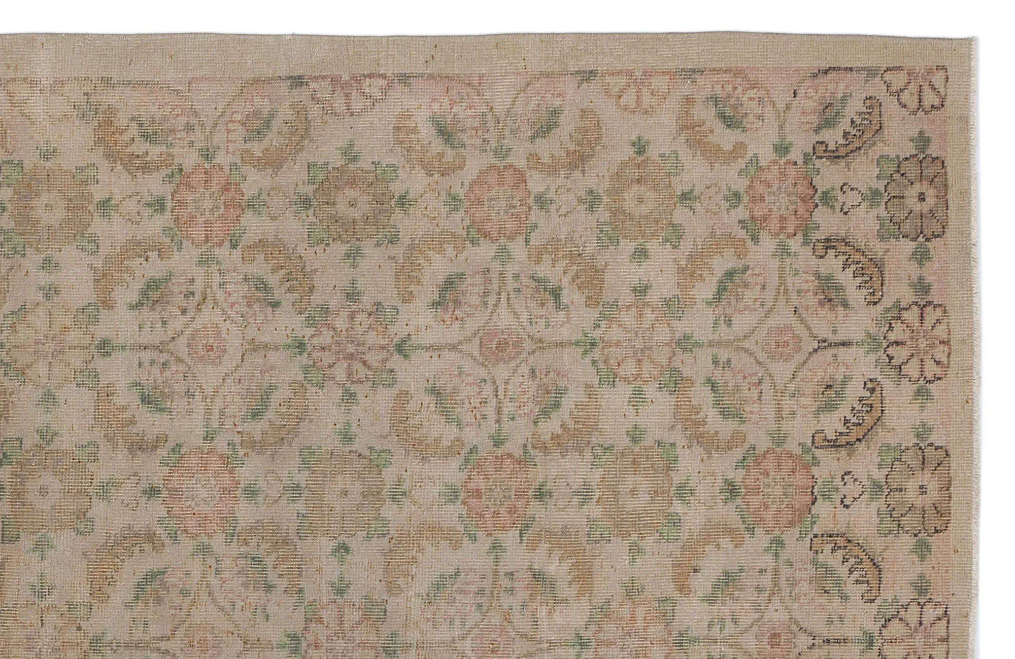 Retro Design Naturel Over Dyed Vintage Rug 5'7'' x 9'8'' ft 169 x 295 cm