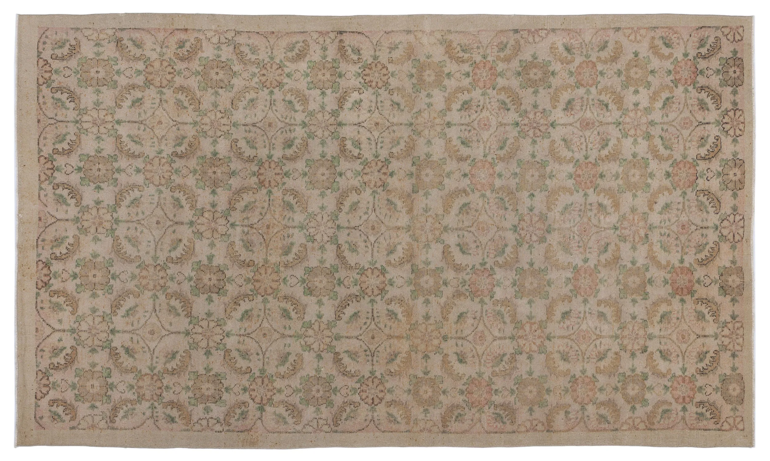 Retro Design Naturel Over Dyed Vintage Rug 5'7'' x 9'8'' ft 169 x 295 cm