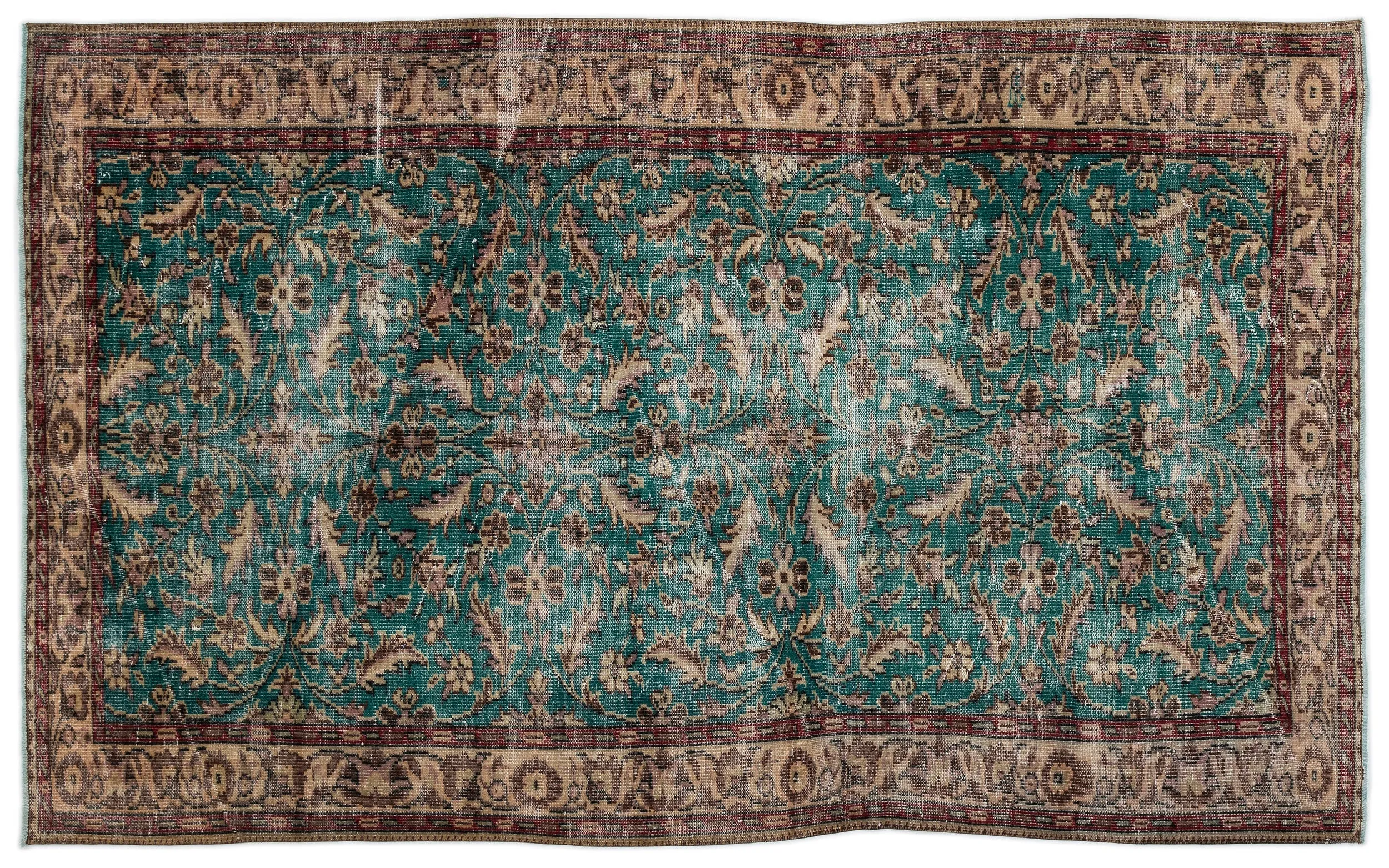 Retro Design Naturel Over Dyed Vintage Rug 5'9'' x 9'5'' ft 175 x 286 cm