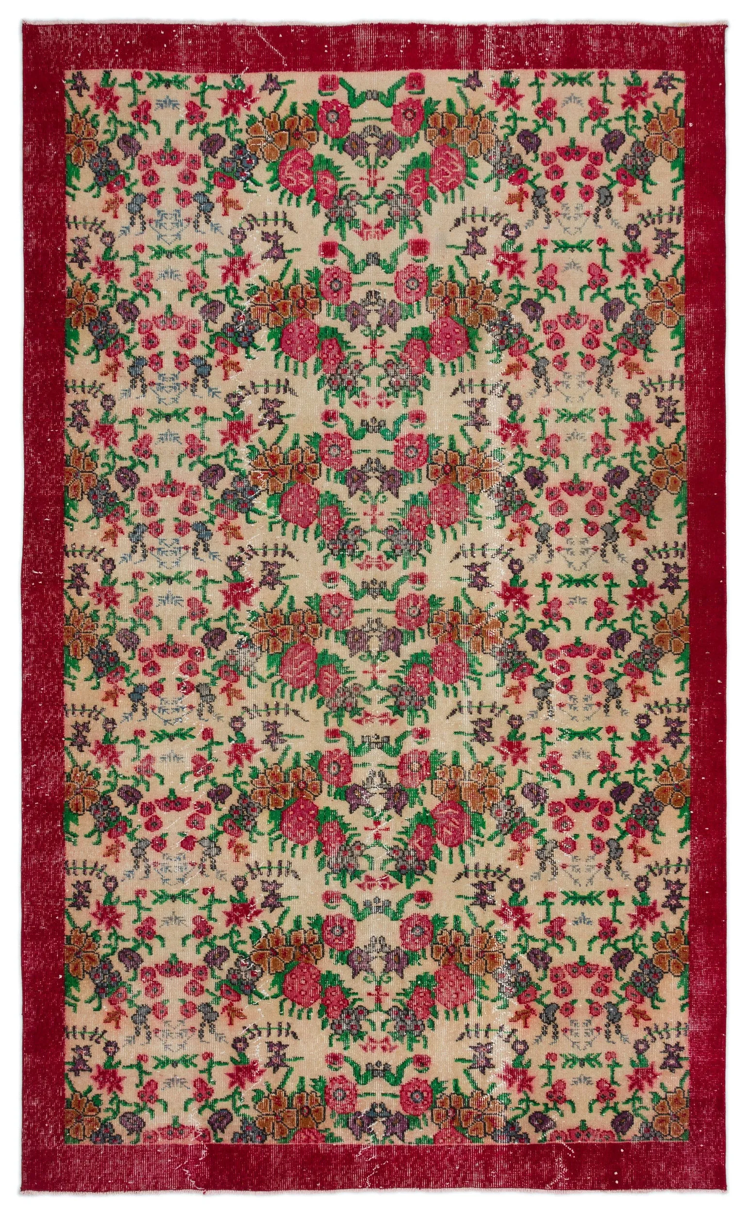 Retro Design Naturel Over Dyed Vintage Rug 5'9'' x 9'6'' ft 175 x 290 cm