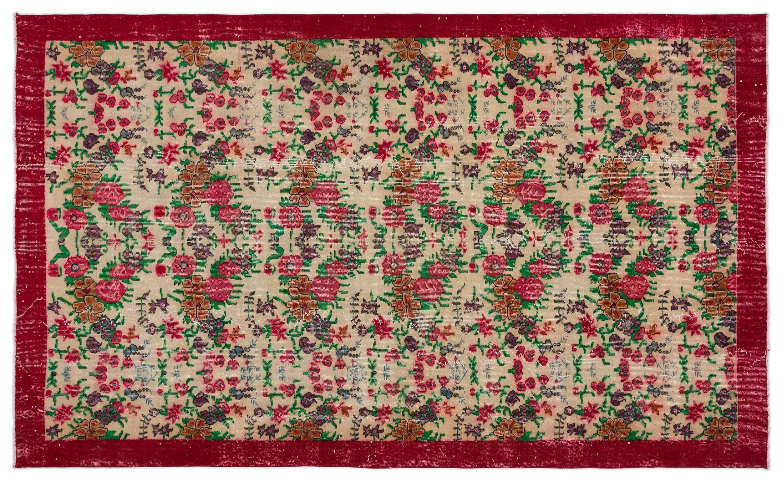Retro Design Naturel Over Dyed Vintage Rug 5'9'' x 9'6'' ft 175 x 290 cm