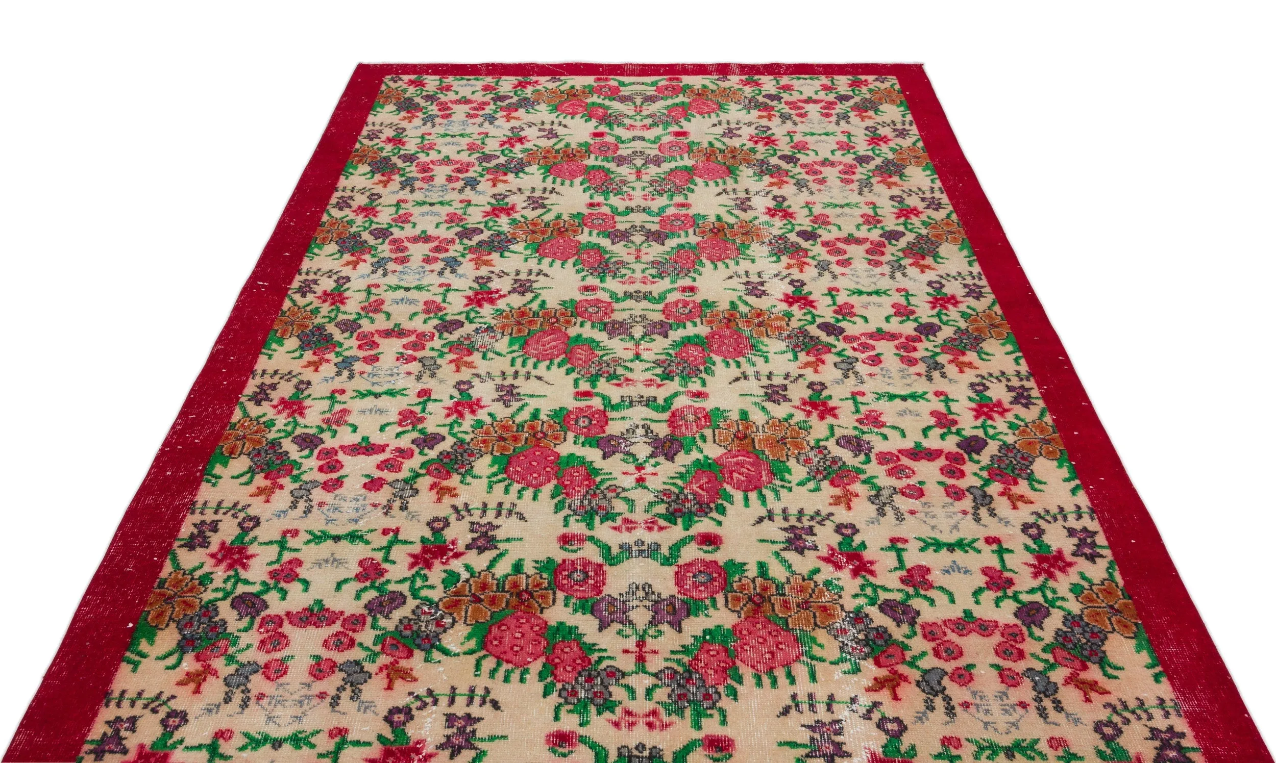 Retro Design Naturel Over Dyed Vintage Rug 5'9'' x 9'6'' ft 175 x 290 cm