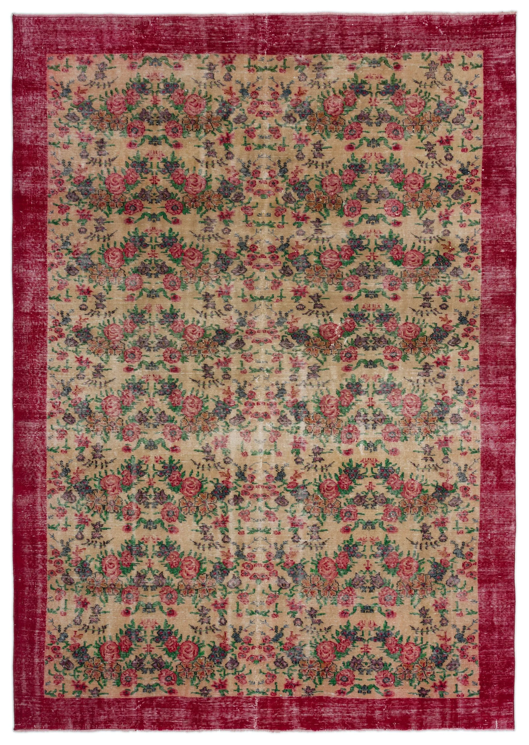 Retro Design Naturel Over Dyed Vintage Rug 7'1'' x 10'2'' ft 216 x 310 cm