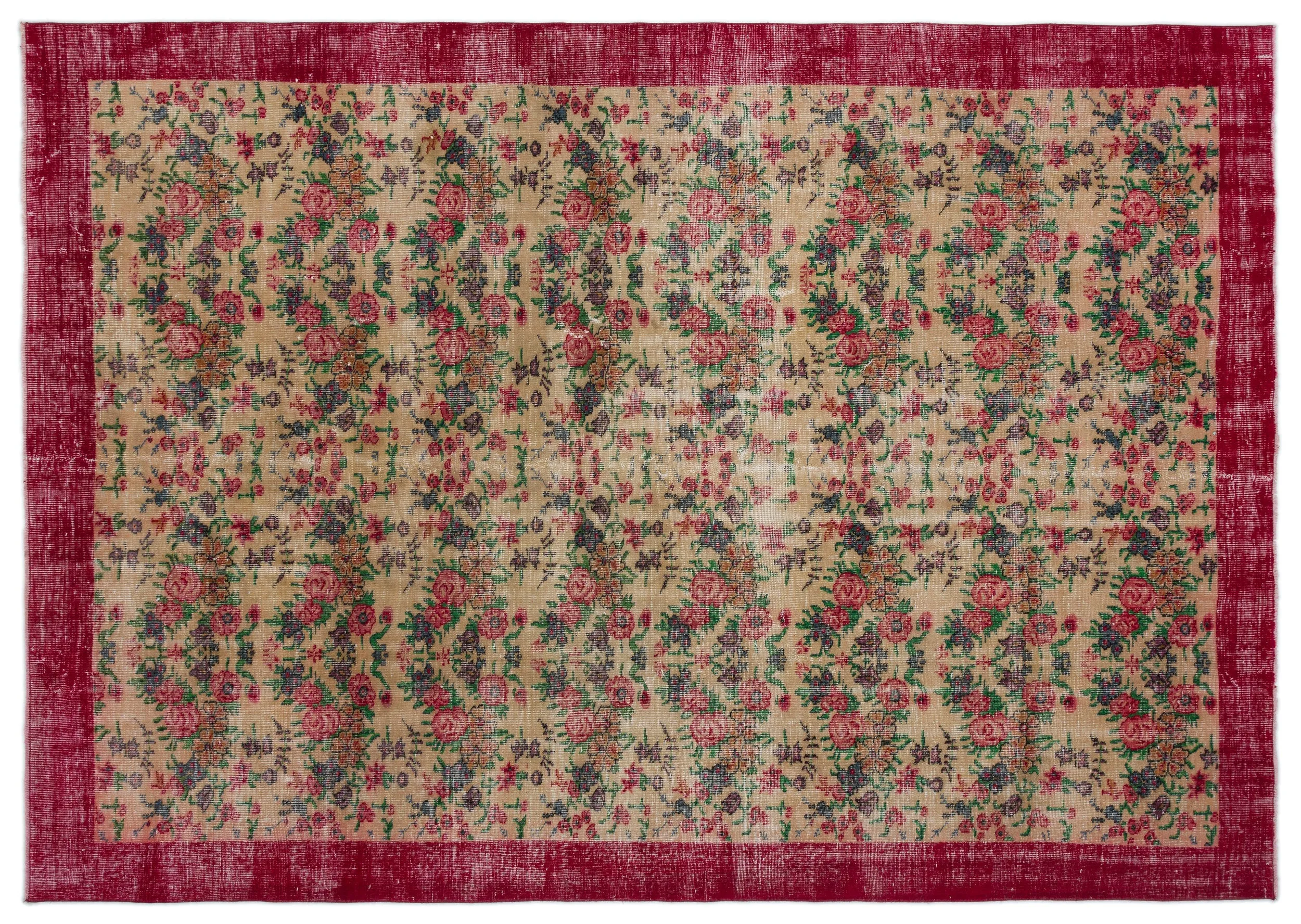 Retro Design Naturel Over Dyed Vintage Rug 7'1'' x 10'2'' ft 216 x 310 cm