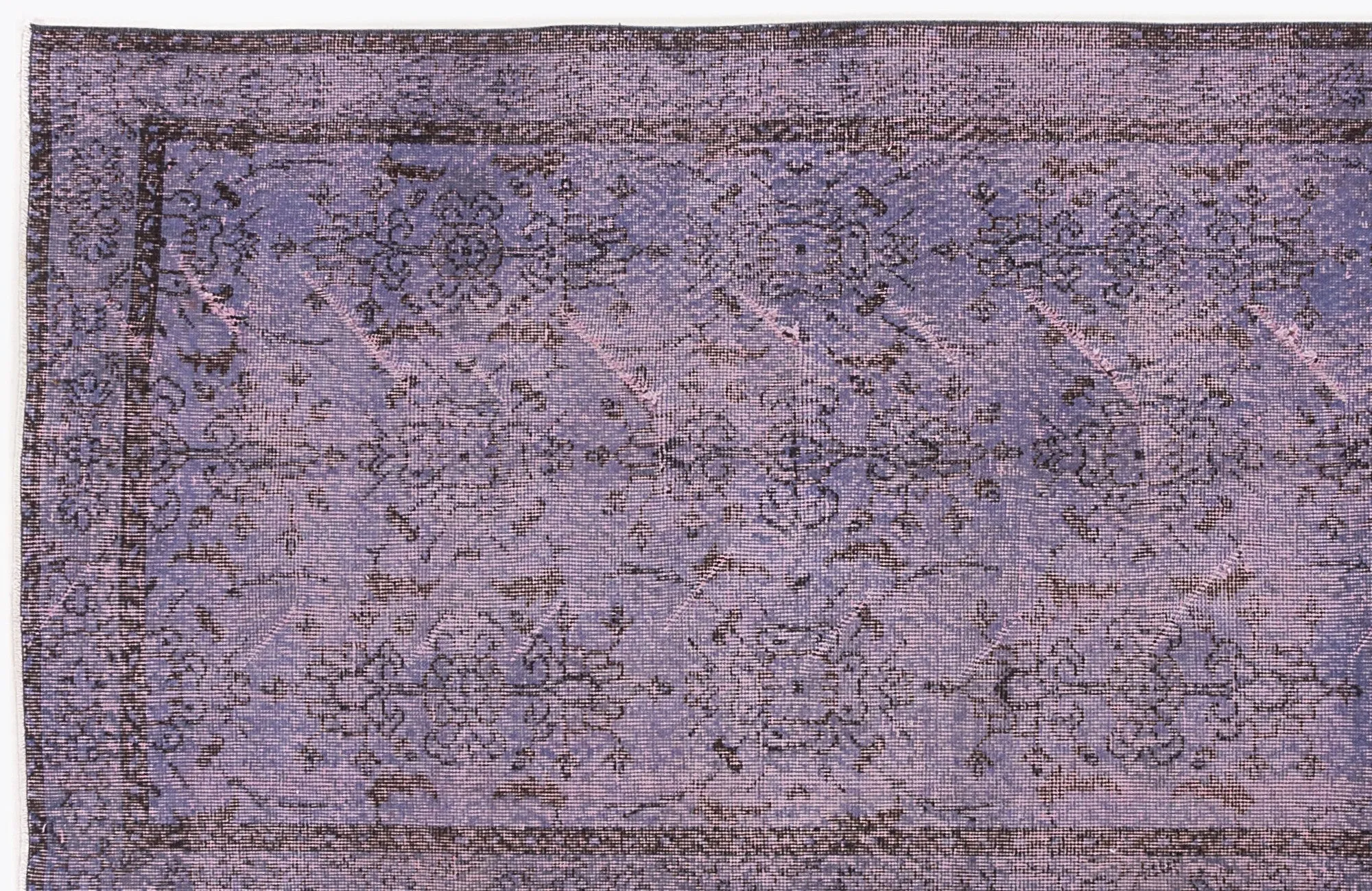 Retro Design Purple Over Dyed Vintage Rug 3'7'' x 7'5'' ft 108 x 226 cm