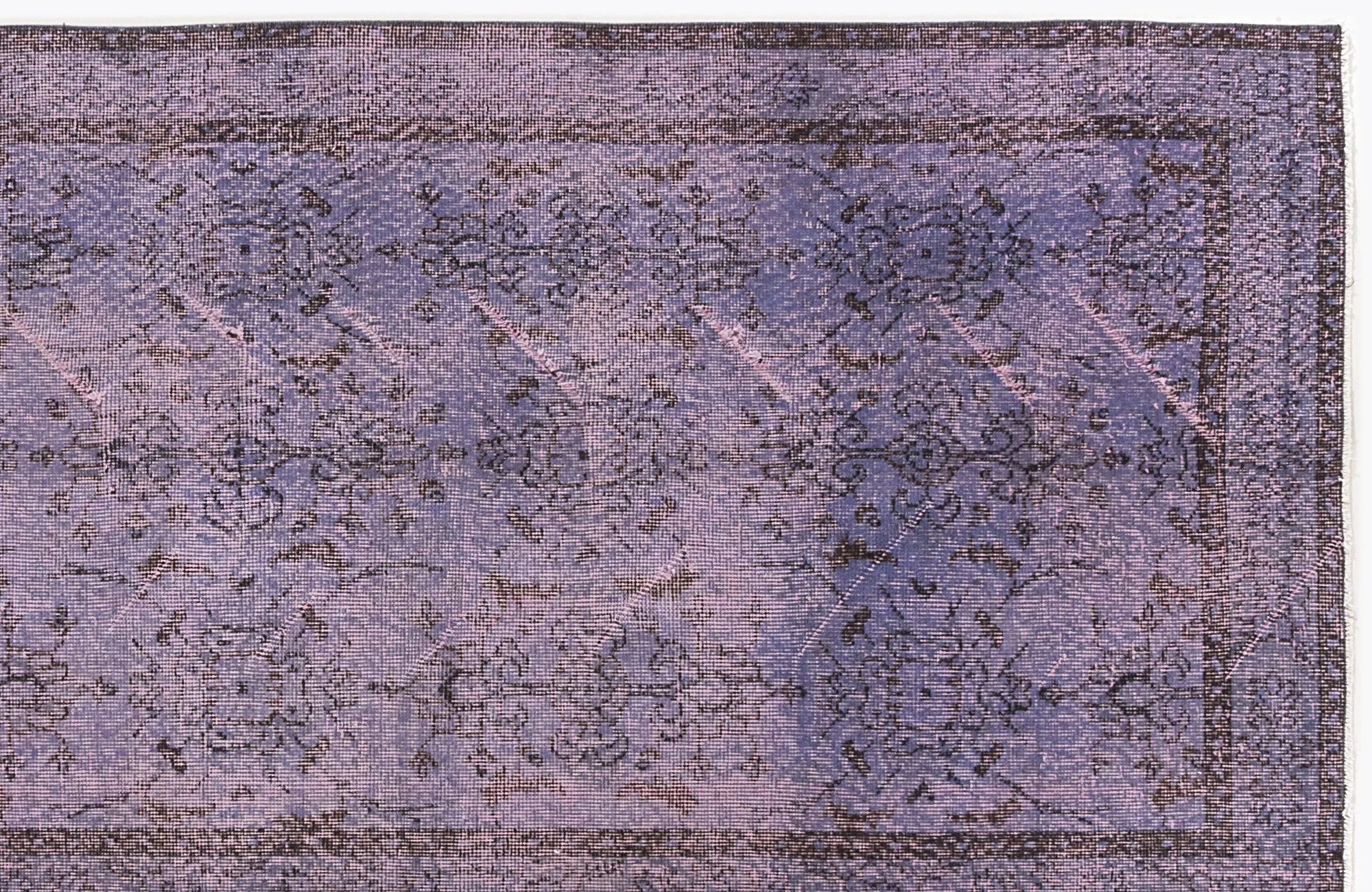 Retro Design Purple Over Dyed Vintage Rug 3'7'' x 7'5'' ft 108 x 226 cm