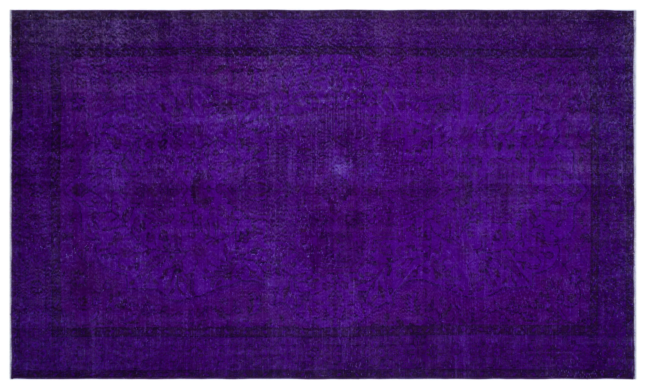 Retro Design Purple Over Dyed Vintage Rug 5'6'' x 9'5'' ft 167 x 286 cm