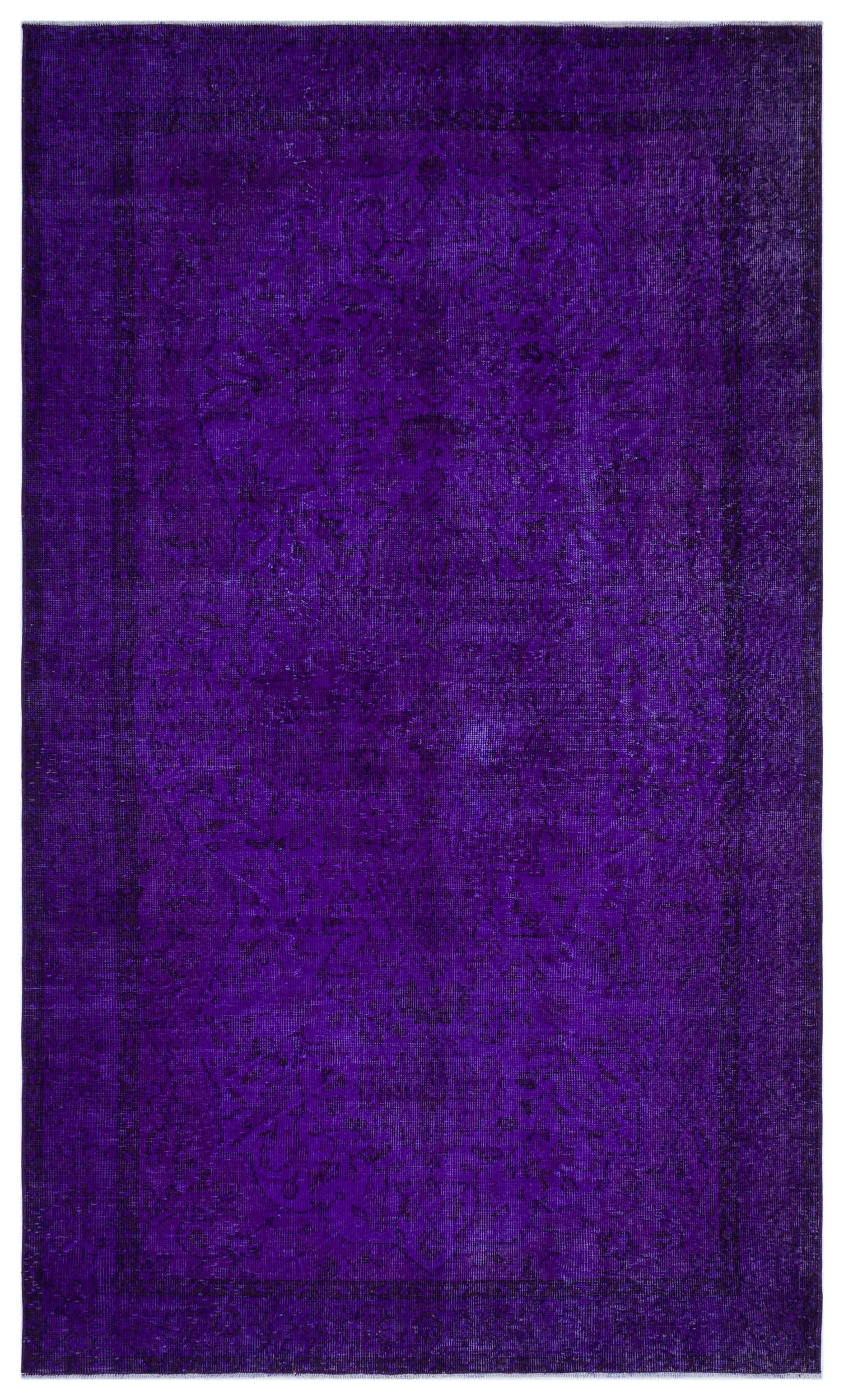 Retro Design Purple Over Dyed Vintage Rug 5'6'' x 9'5'' ft 167 x 286 cm