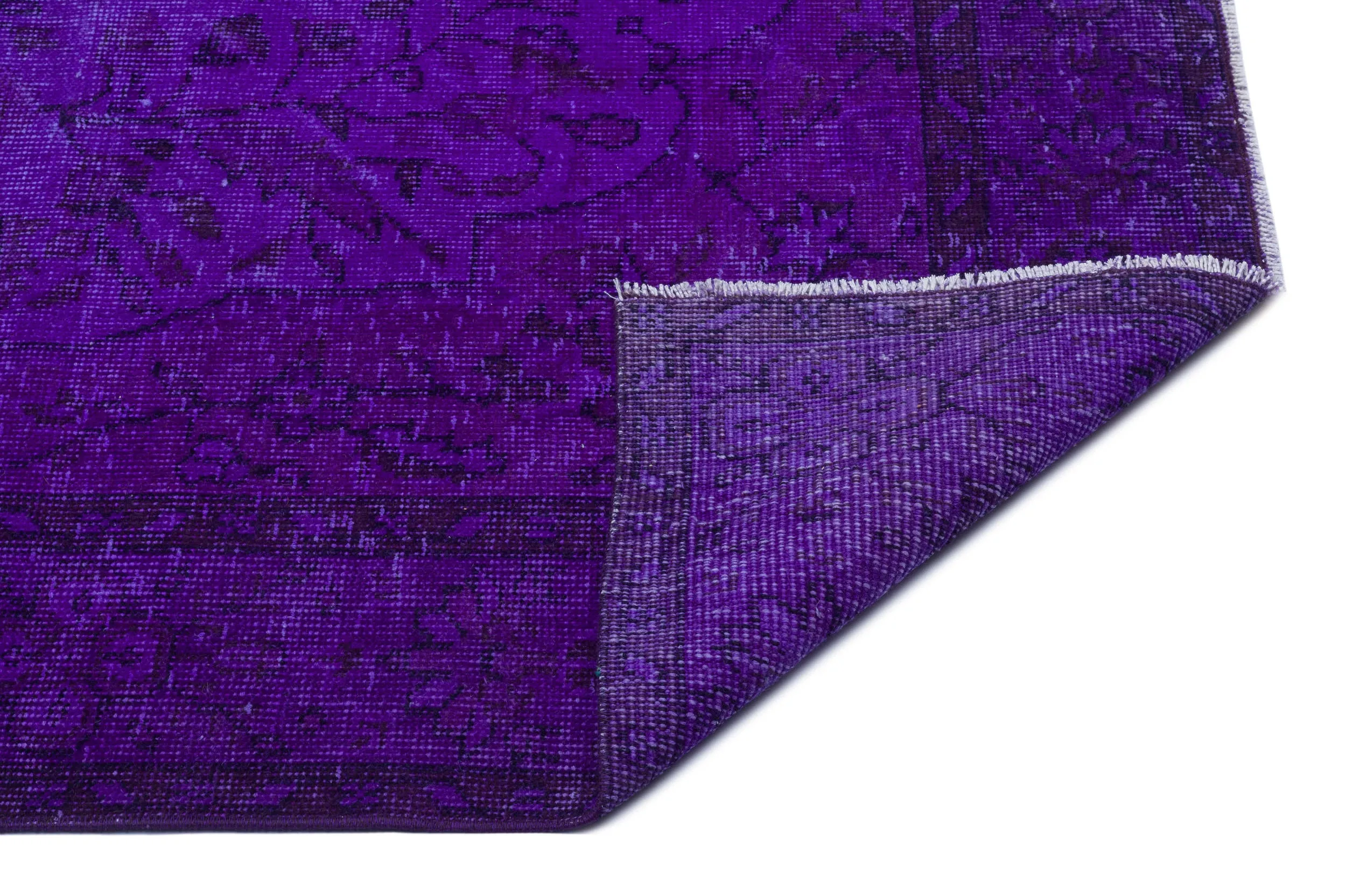 Retro Design Purple Over Dyed Vintage Rug 5'6'' x 9'5'' ft 167 x 286 cm