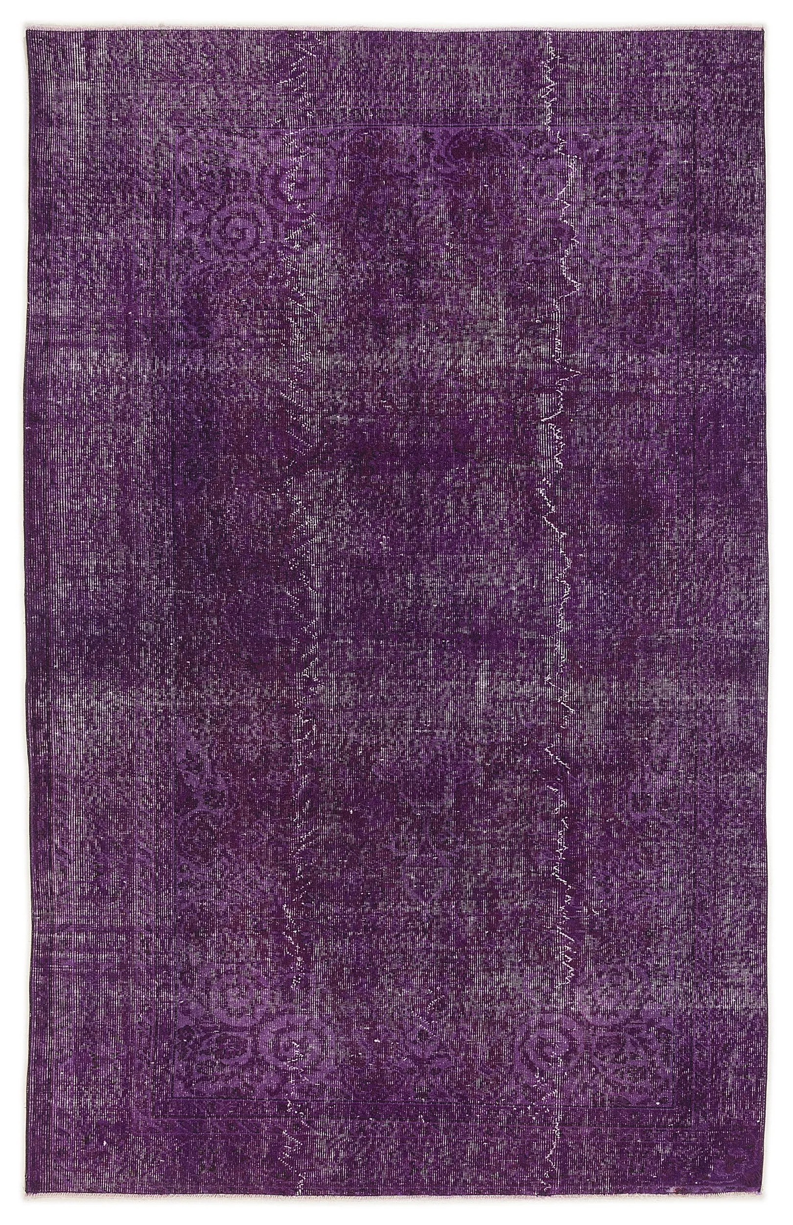 Retro Design Purple Over Dyed Vintage Rug 5'9'' x 9'1'' ft 174 x 277 cm