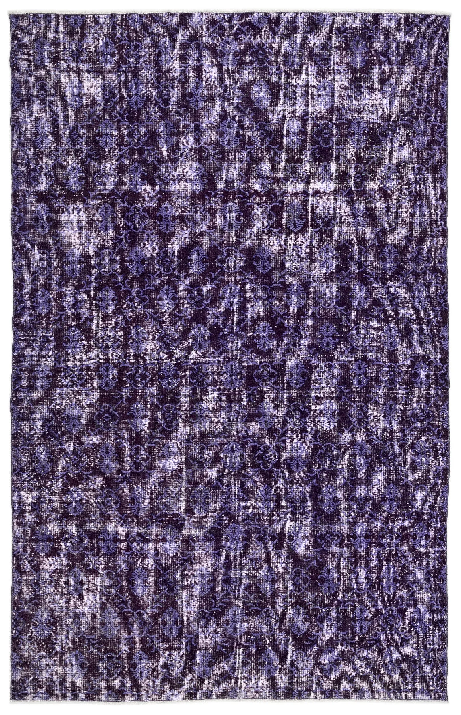 Retro Design Purple Over Dyed Vintage Rug 6'10'' x 10'8'' ft 208 x 324 cm