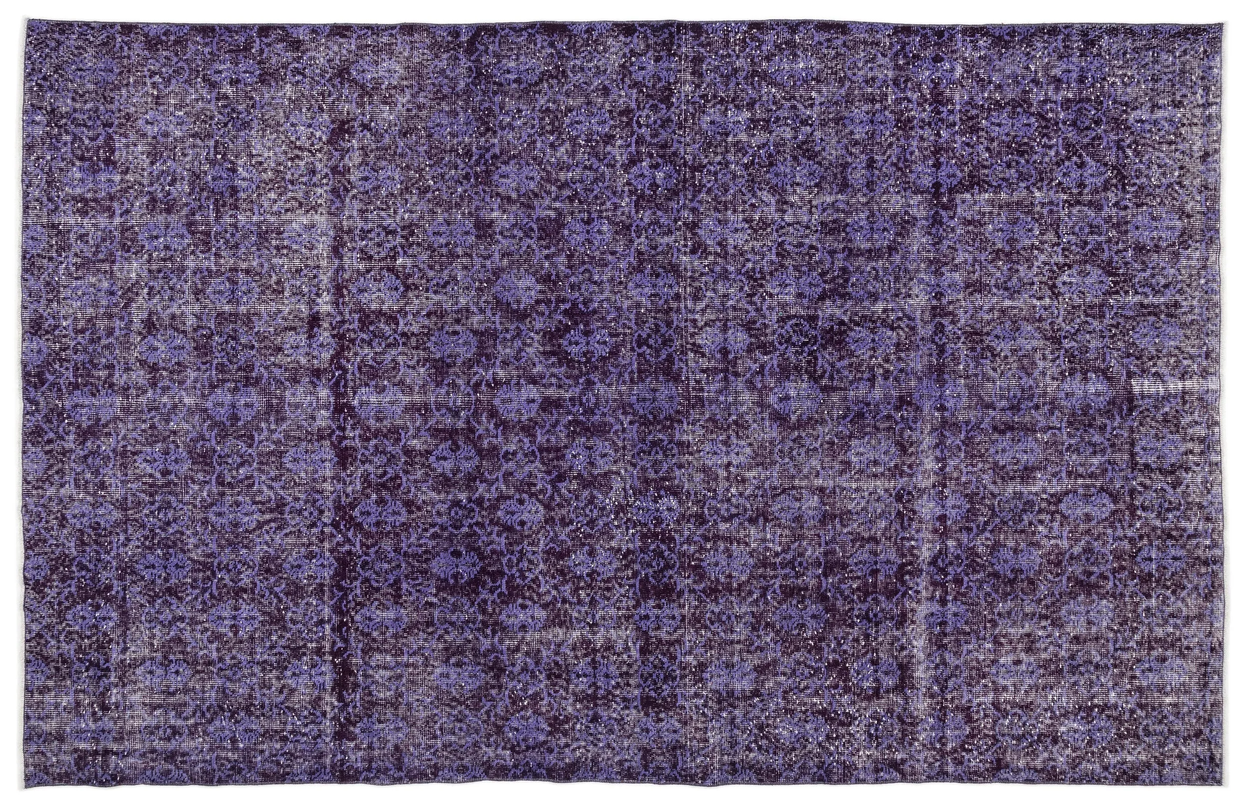 Retro Design Purple Over Dyed Vintage Rug 6'10'' x 10'8'' ft 208 x 324 cm