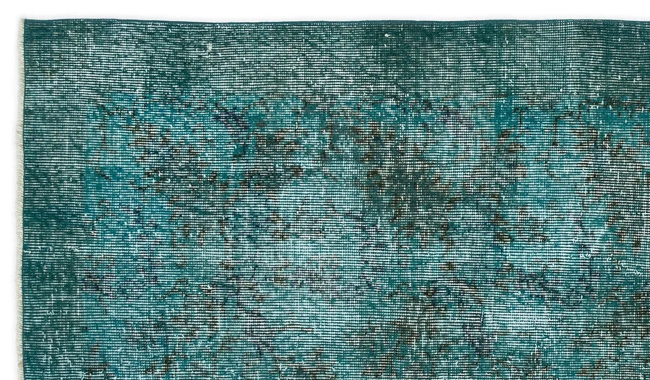 Retro Design Stone Blue Over Dyed Vintage Rug 3'8'' x 6'5'' ft 111 x 196 cm