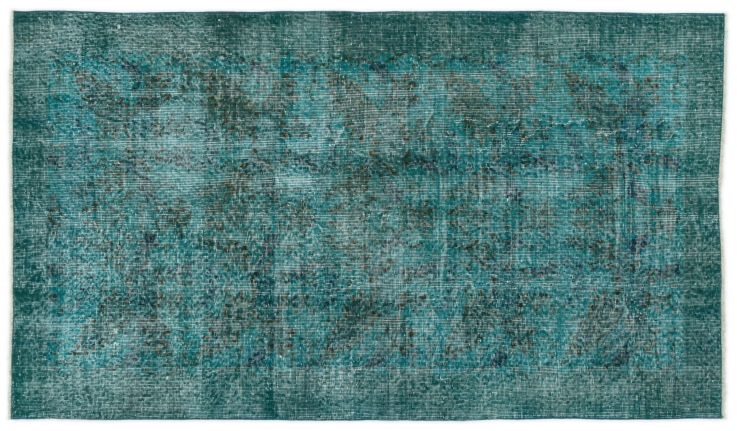 Retro Design Stone Blue Over Dyed Vintage Rug 3'8'' x 6'5'' ft 111 x 196 cm