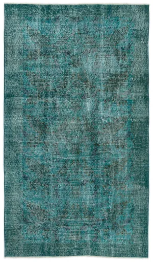Retro Design Stone Blue Over Dyed Vintage Rug 3'8'' x 6'5'' ft 111 x 196 cm