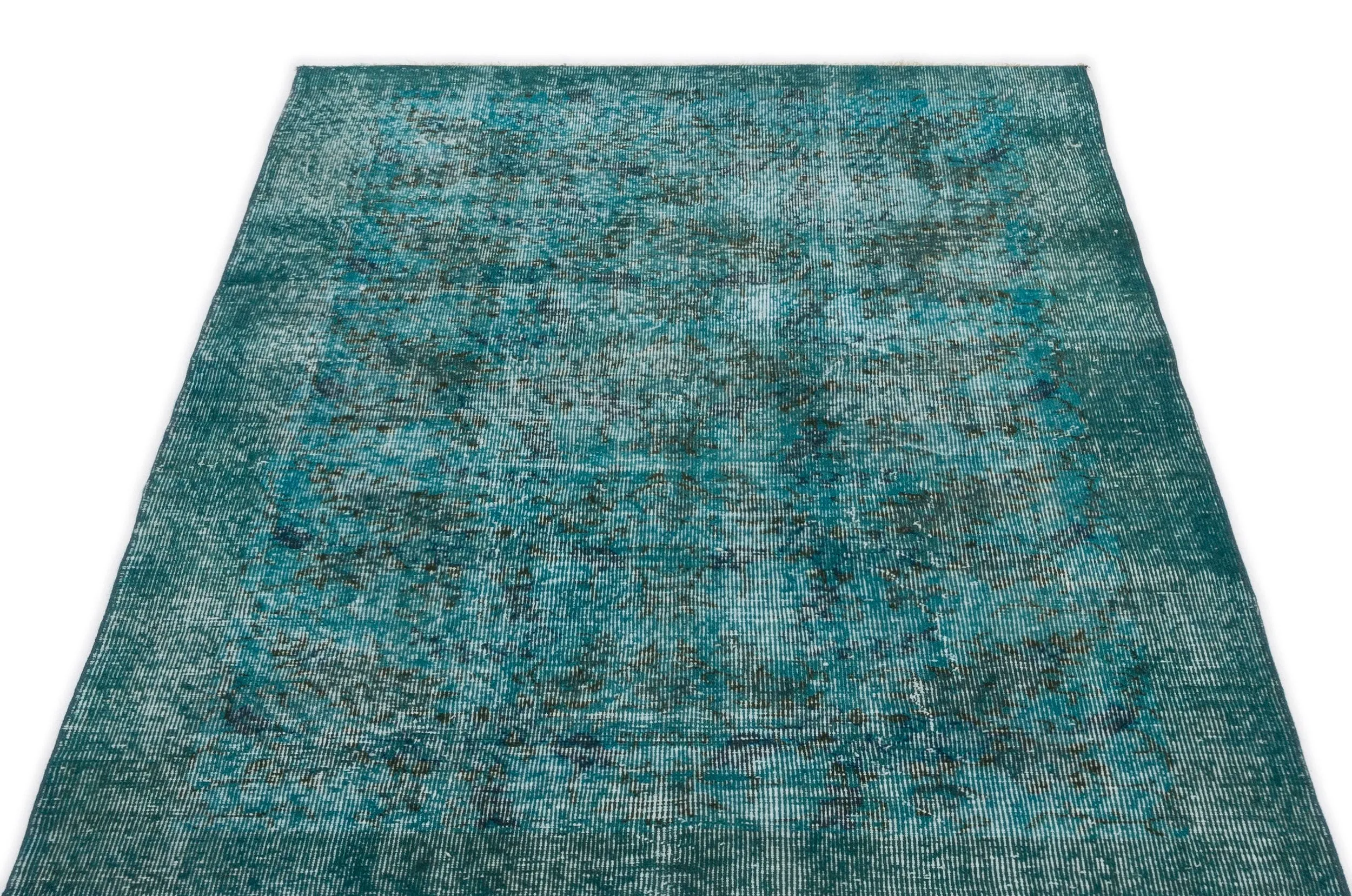 Retro Design Stone Blue Over Dyed Vintage Rug 3'8'' x 6'5'' ft 111 x 196 cm