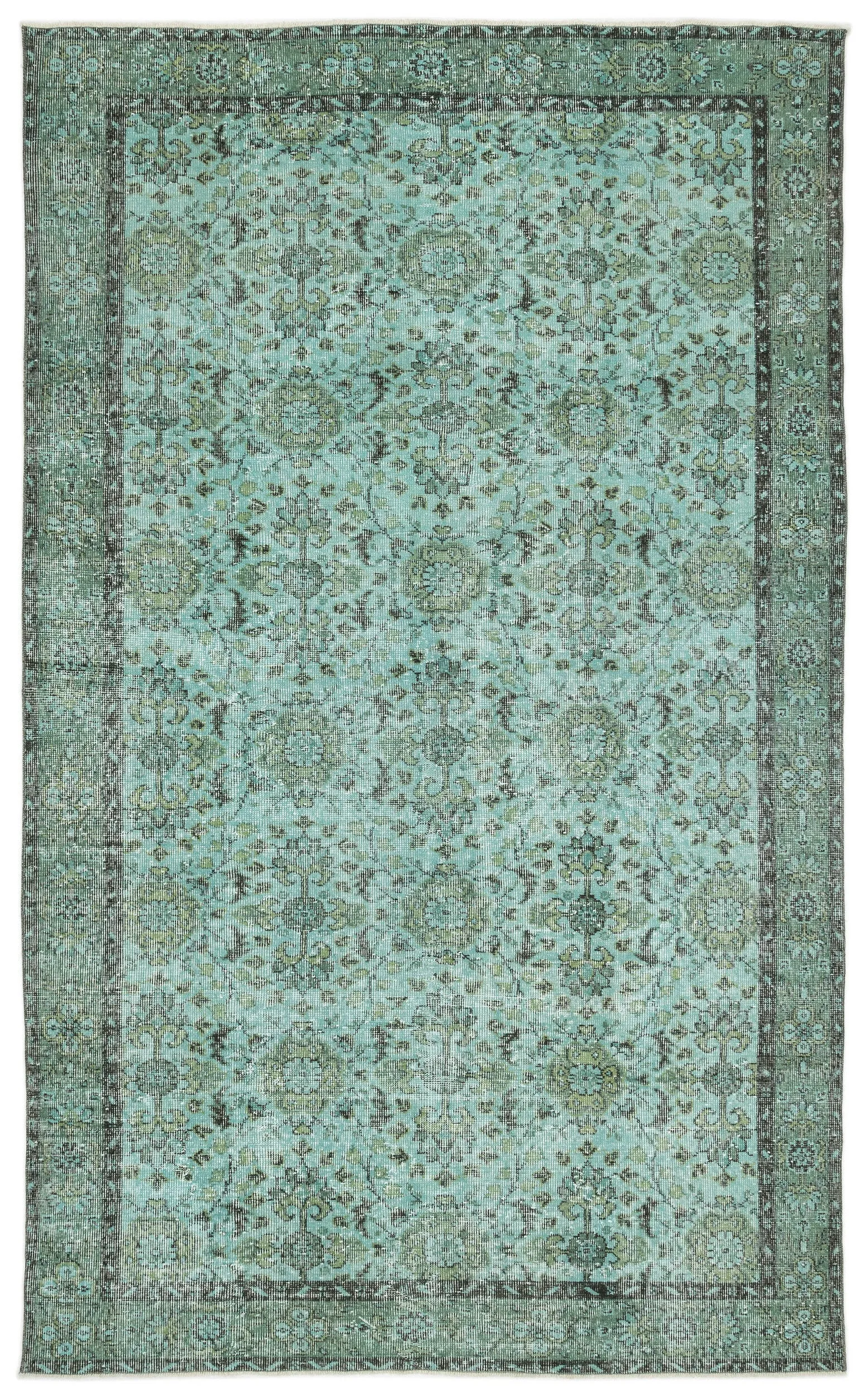 Retro Design Stone Blue Over Dyed Vintage Rug 5'11'' x 9'7'' ft 180 x 293 cm
