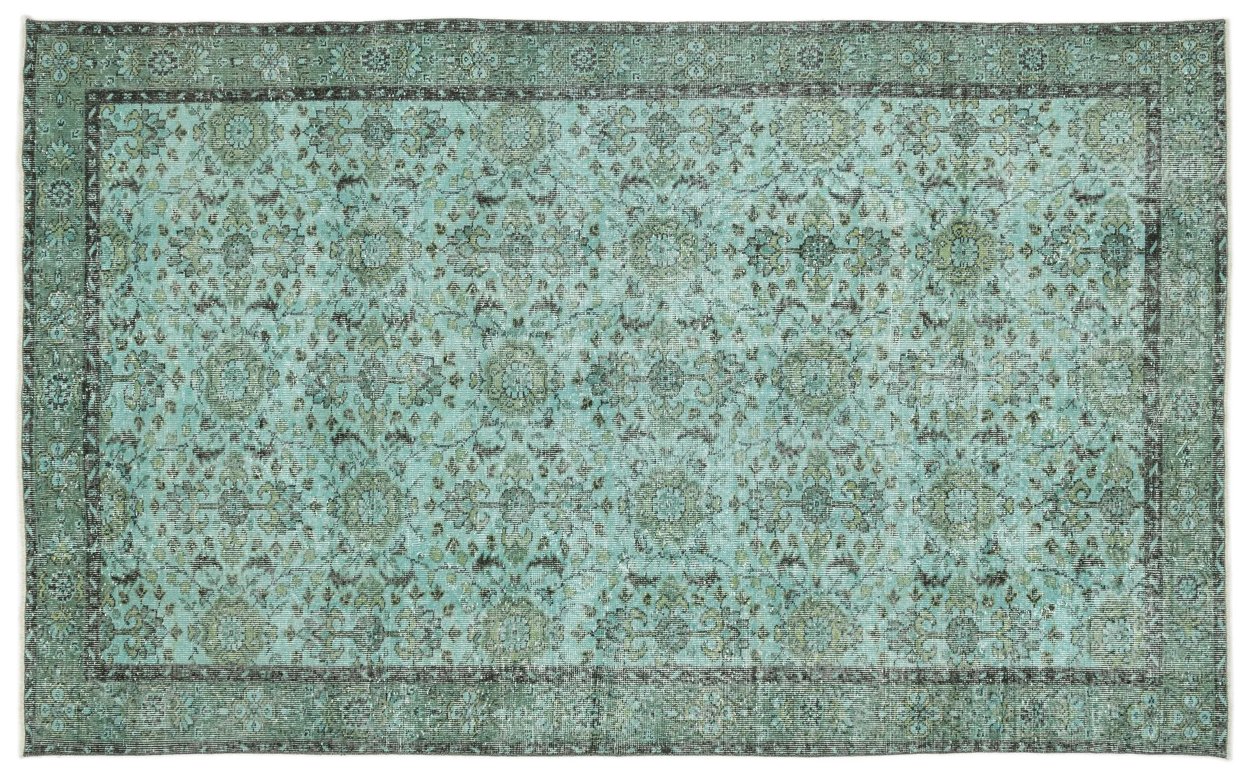 Retro Design Stone Blue Over Dyed Vintage Rug 5'11'' x 9'7'' ft 180 x 293 cm