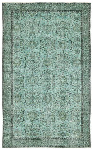 Retro Design Stone Blue Over Dyed Vintage Rug 5'11'' x 9'7'' ft 180 x 293 cm