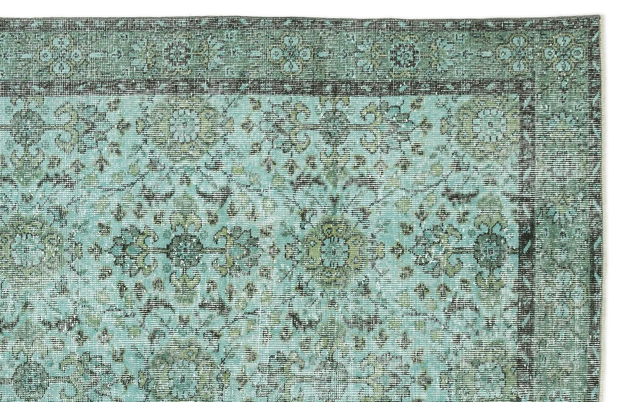 Retro Design Stone Blue Over Dyed Vintage Rug 5'11'' x 9'7'' ft 180 x 293 cm