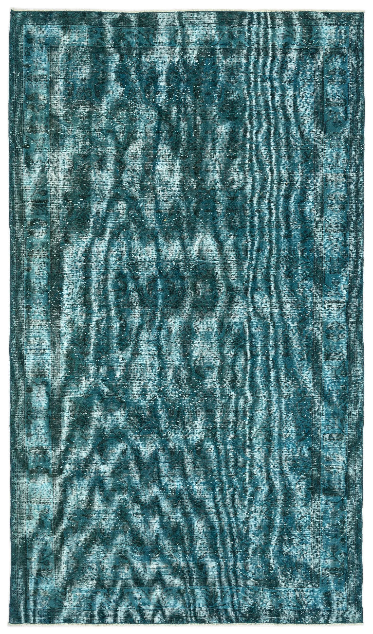 Retro Design Stone Blue Over Dyed Vintage Rug 5'2'' x 9'2'' ft 158 x 279 cm