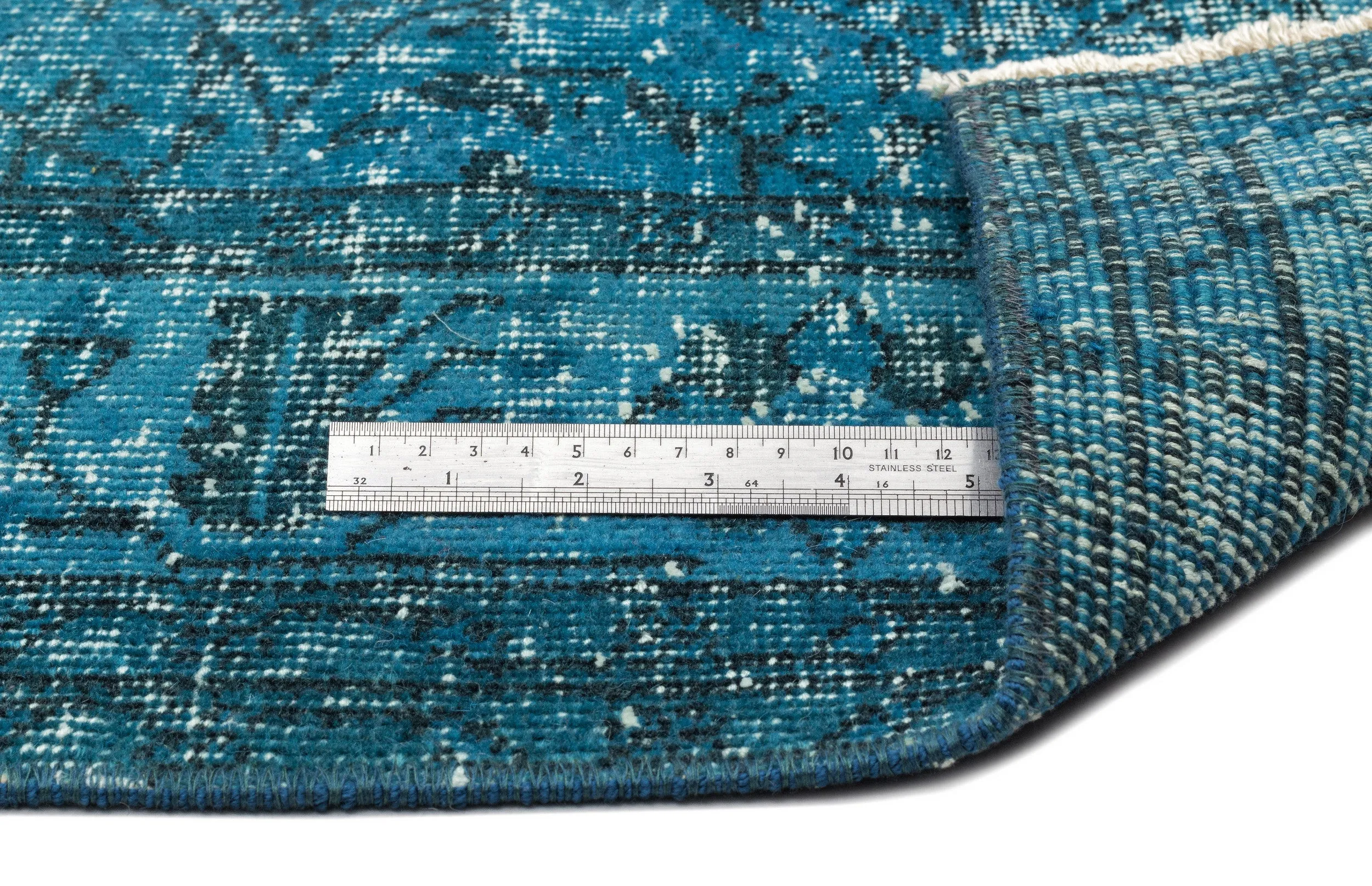 Retro Design Stone Blue Over Dyed Vintage Rug 5'2'' x 9'2'' ft 158 x 279 cm
