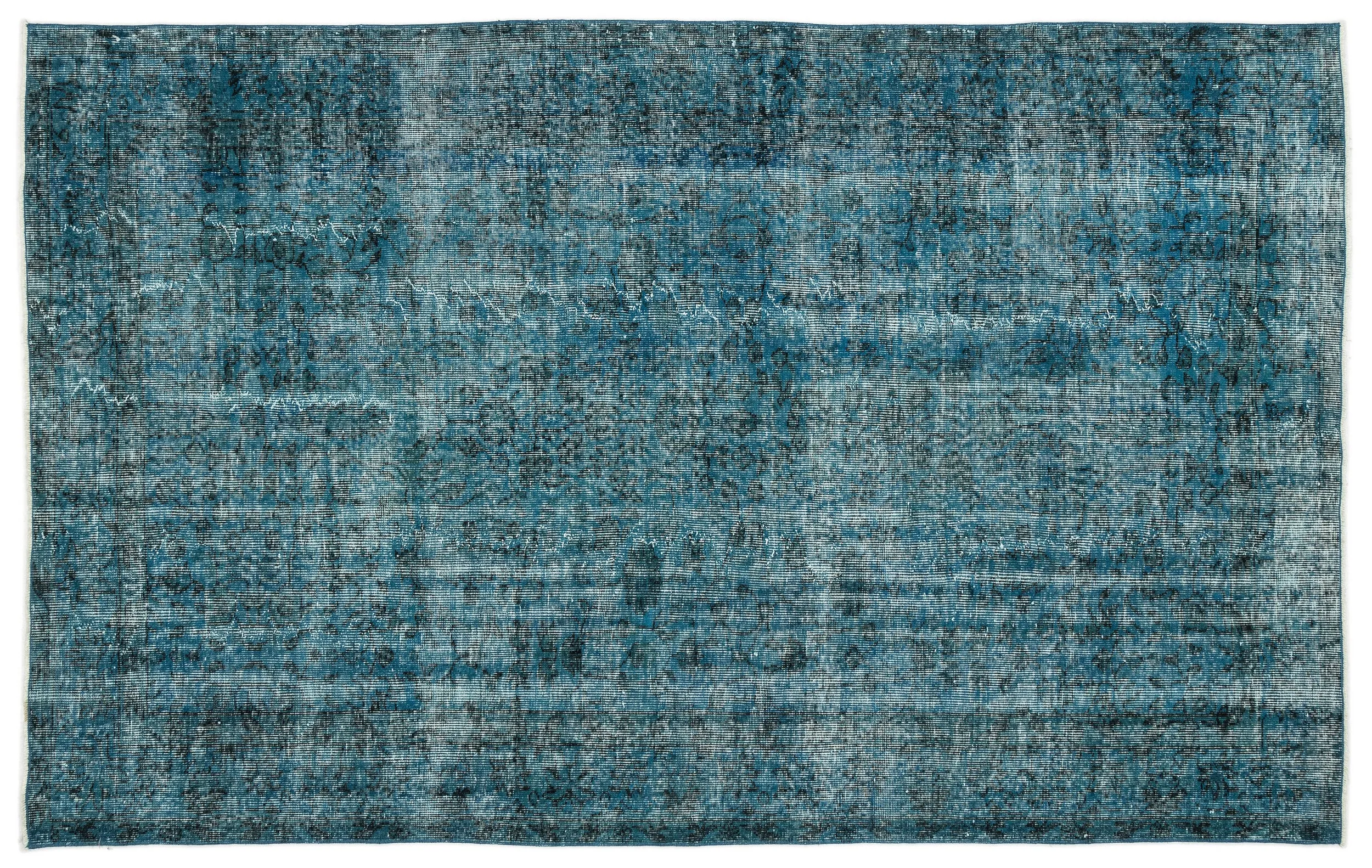 Retro Design Stone Blue Over Dyed Vintage Rug 5'3'' x 8'4'' ft 159 x 255 cm